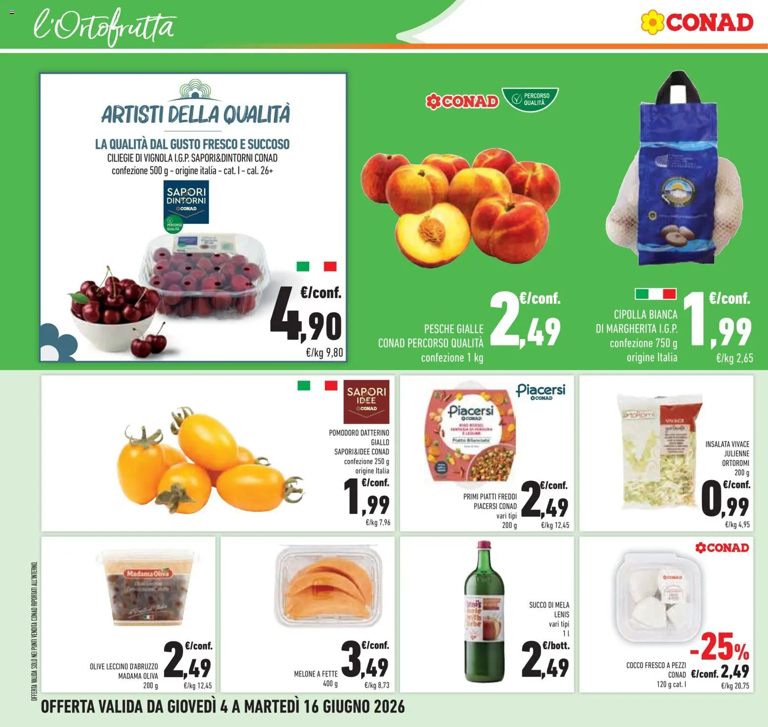 Volantino Conad del 04.06.2026 | Pagina: 20 | Prodotti: Succo, Insalata, Pomodoro, Olive