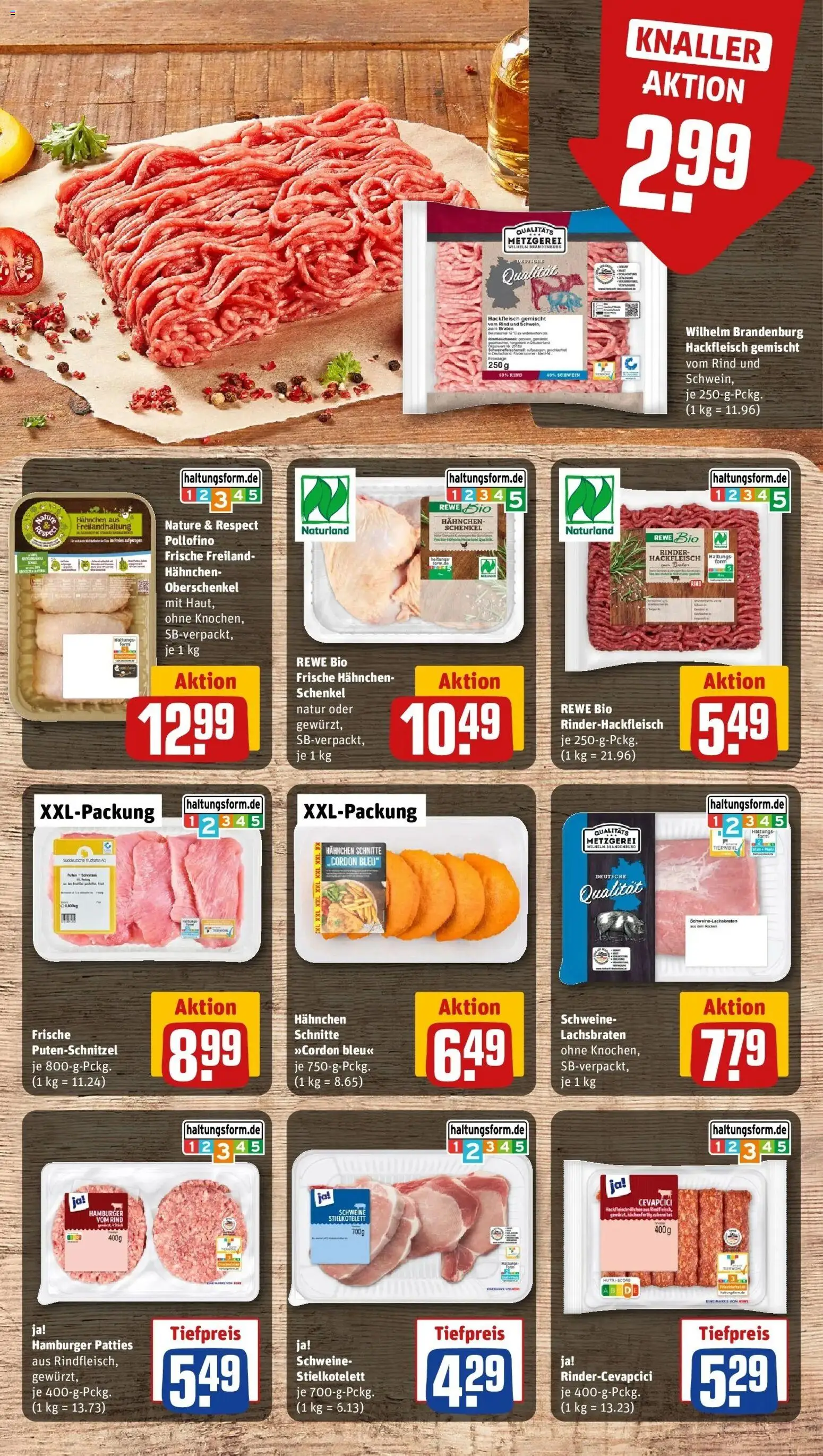 REWE Prospekt ab 19.10.2026 zum Blättern » Angebote | Seite: 10 | Produkte: Hahnchen, Cevapcici, Putenschnitzel, Hackfleisch