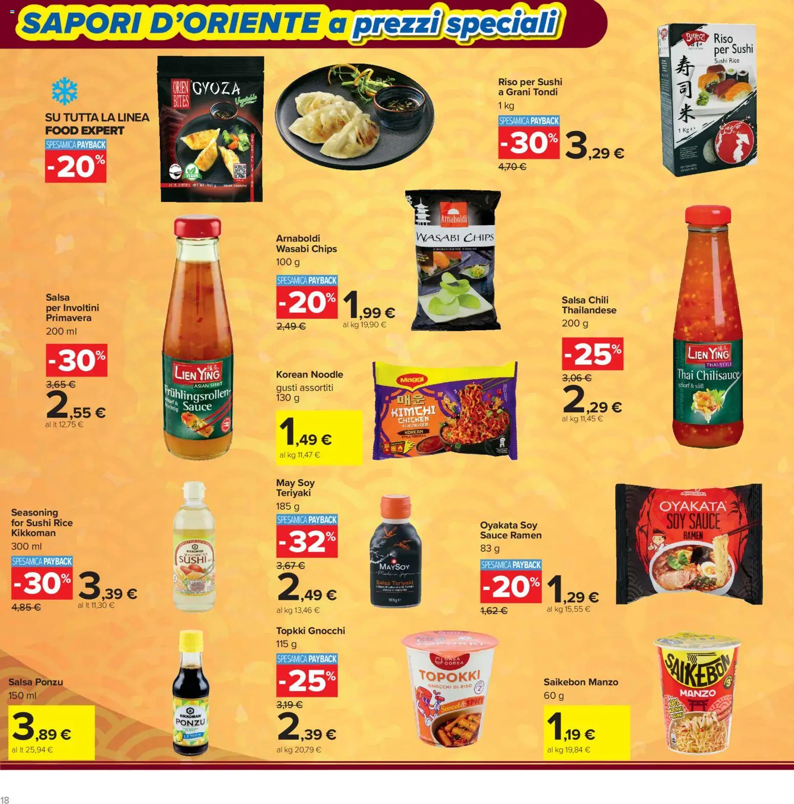 Volantino Carrefour del 13/10/2026 | Pagina: 18 | Prodotti: Riso, Manzo, Gnocchi, Sushi