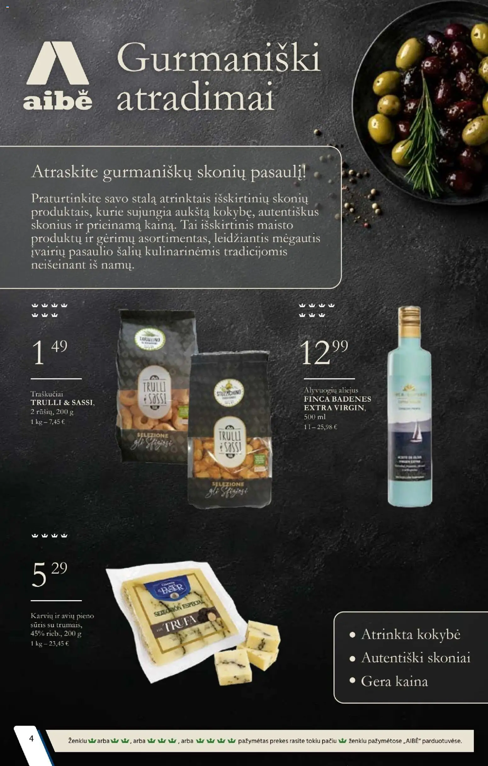 AIBE akcijos nuo 2026.09.03 | Puslapis: 4 | Prekių: Sūris, Aliejus, Alyvuogių aliejus, Traškučiai