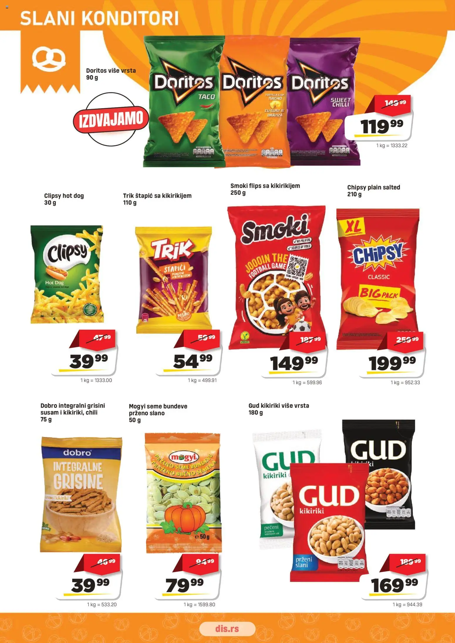 DIS katalog - važi od 13.08.2026 | Strana: 14 | Proizvode: Susam, Kikiriki, Doritos, Hot dog
