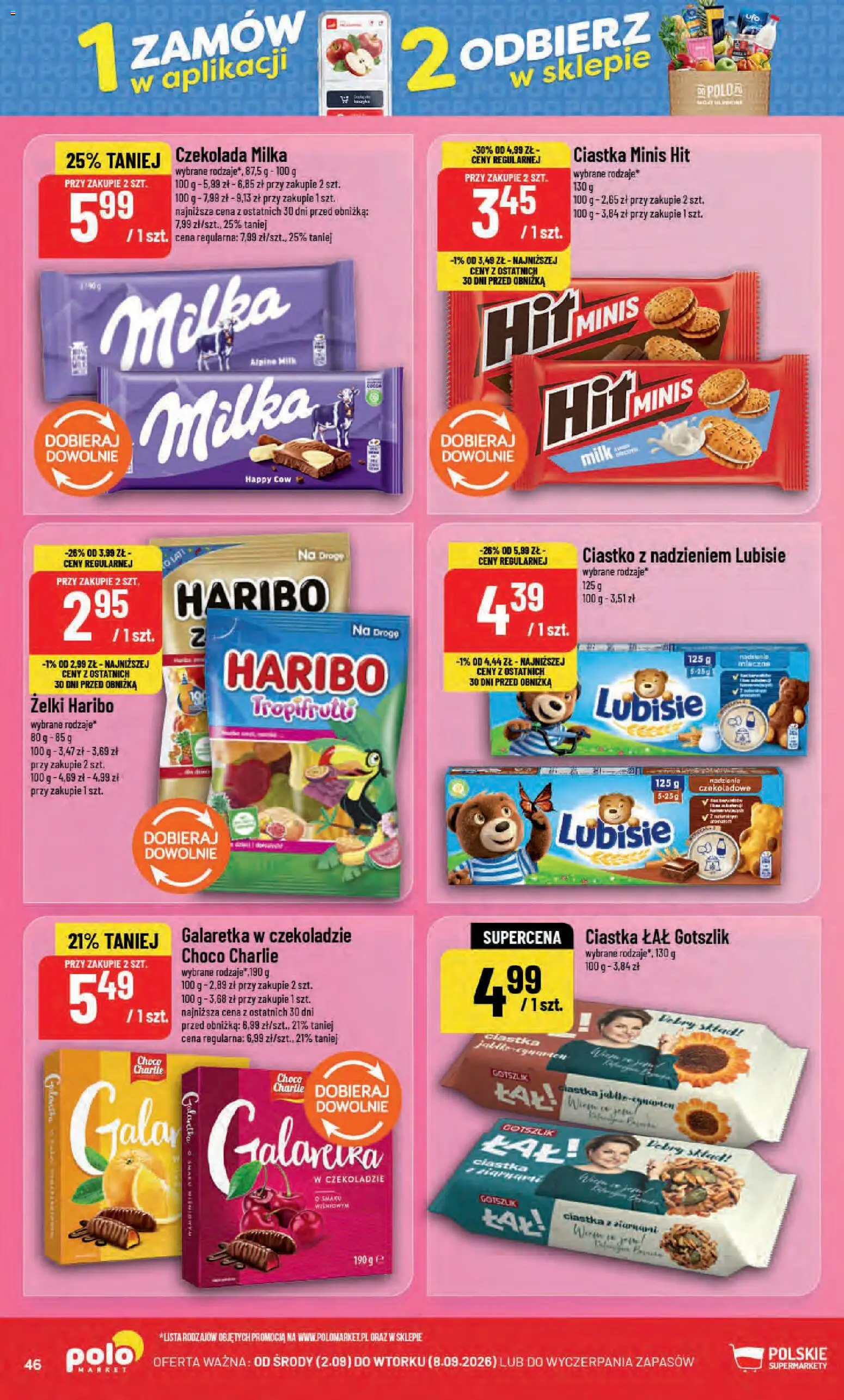 POLOmarket gazetka od 02.09.2026 | Strona: 46 | Produkty: Żelki haribo, Czekolada milka, Milka, Czekolada