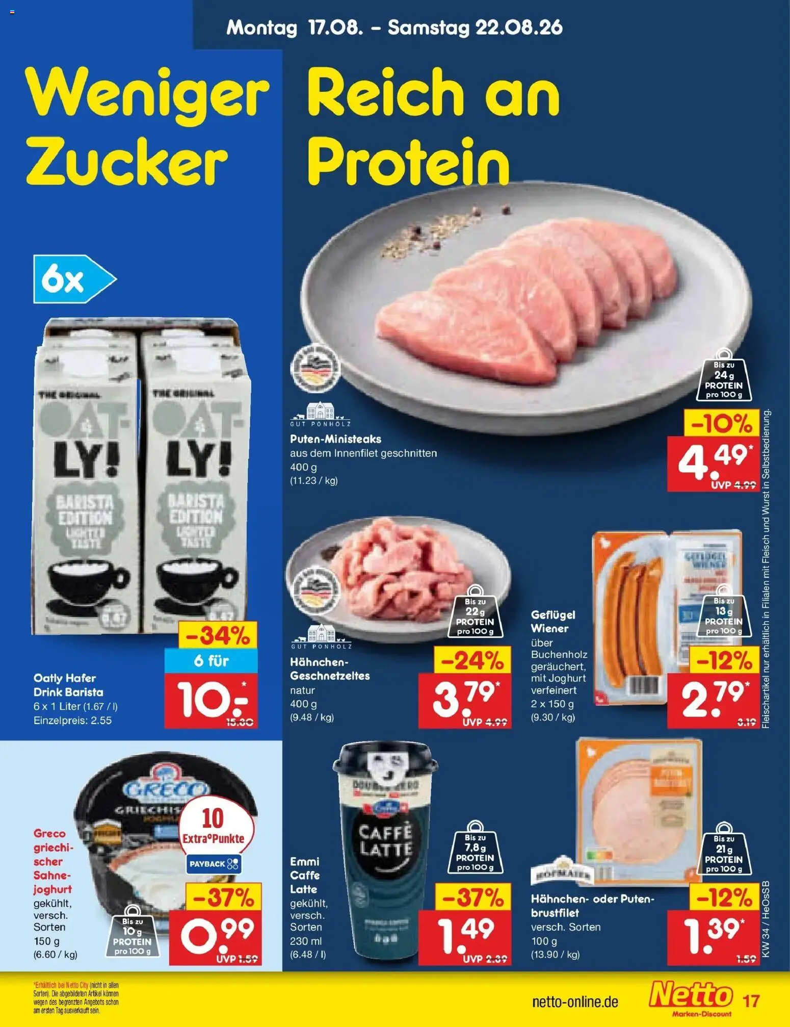 Netto Marken-Discount Prospekt Kröpelin – gültig ab 17.08.2026 | Seite: 23 | Produkte: Hahnchen, Joghurt, Oatly, Sahne