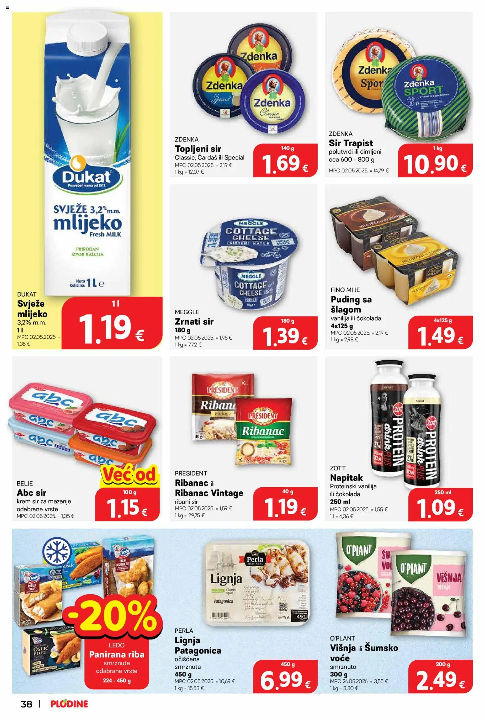 Plodine katalog | vrijedi od 18.06.2026 | Stranica: 38 | Proizvodi: Mlijeko, Sir, Ledo, Voće
