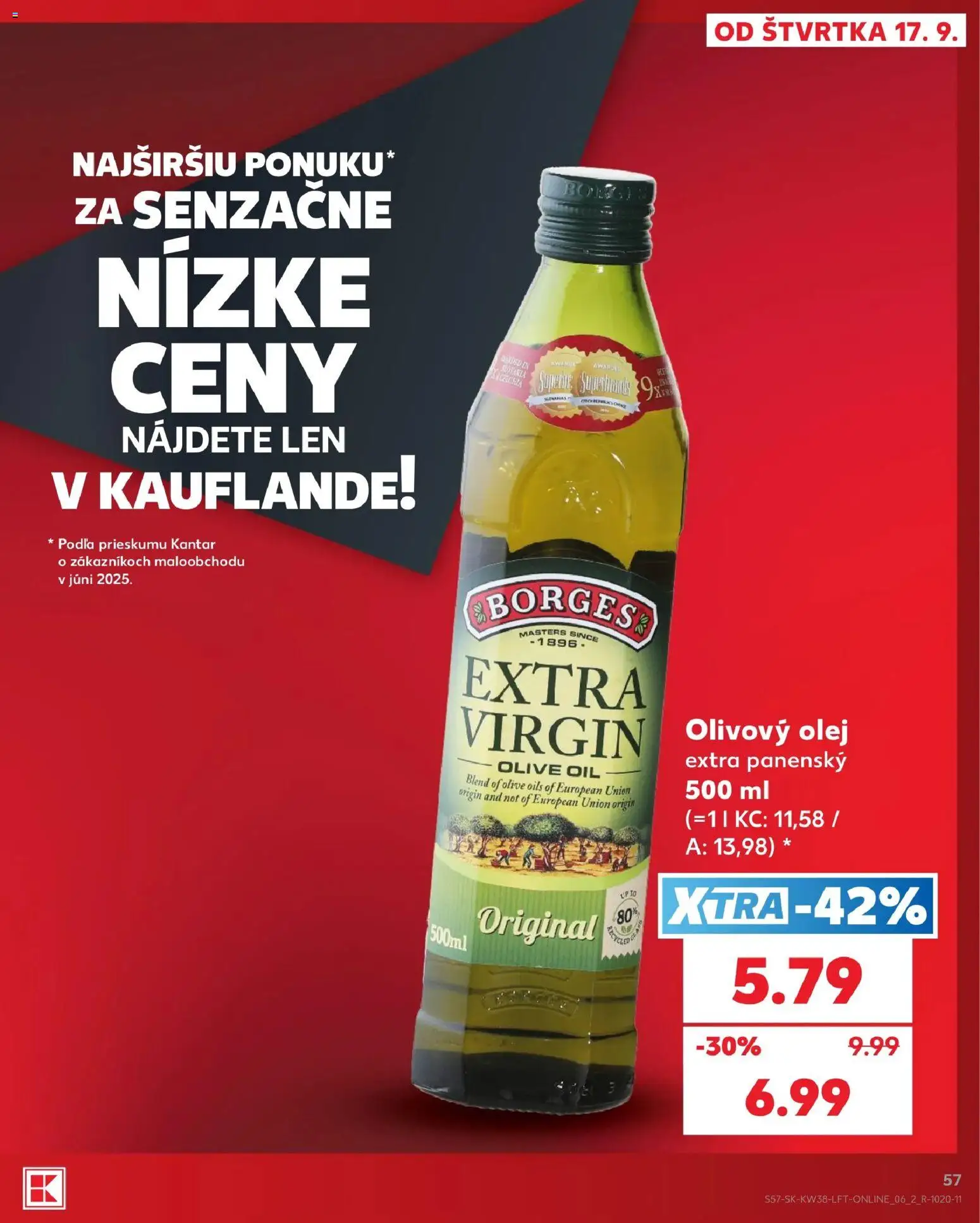 Nové Kaufland akcie – leták je platný od 17.09.2026 | Strana: 57 | Produkty: Olej, Olivový olej