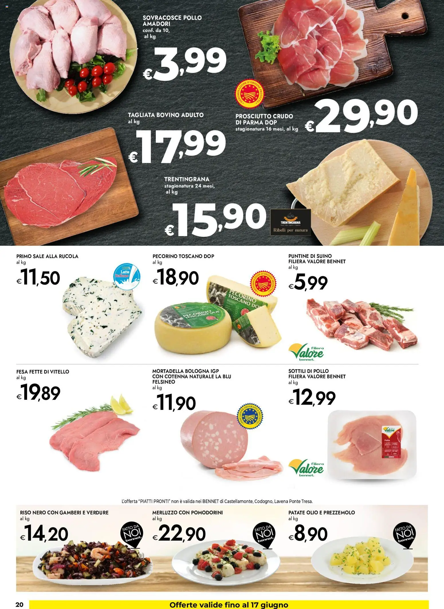 Volantino bennet del 04.06.2026 | Pagina: 20 | Prodotti: Bovino, Prosciutto Crudo, Sale, Prosciutto
