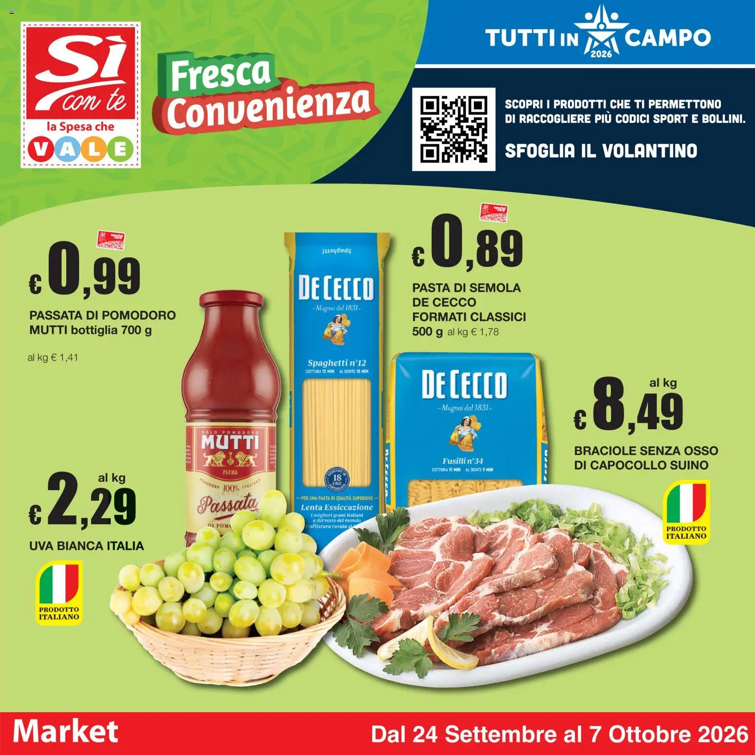 Volantino Sì con Te del 24/09/2026 | Pagina: 1 | Prodotti: Tè, Pomodoro, Spaghetti, Bottiglia