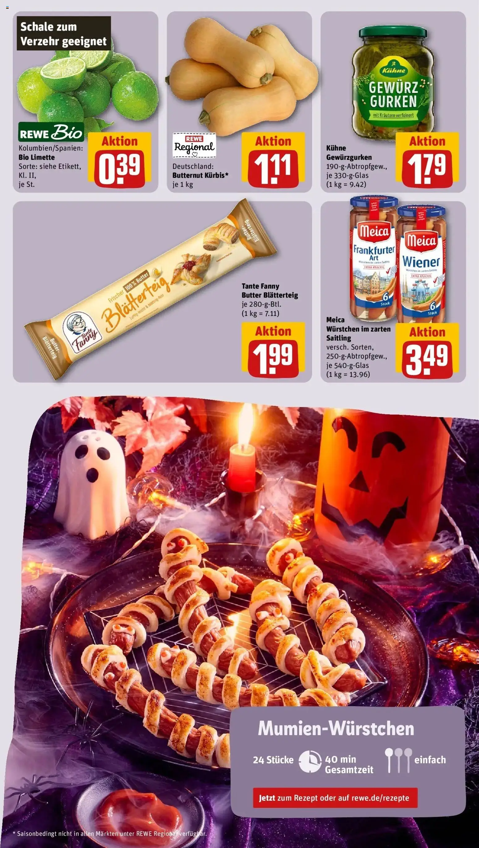 REWE Prospekt ab 26.10.2026 zum Blättern » Angebote | Seite: 5 | Produkte: Butter, Meica, Limette, Gurken