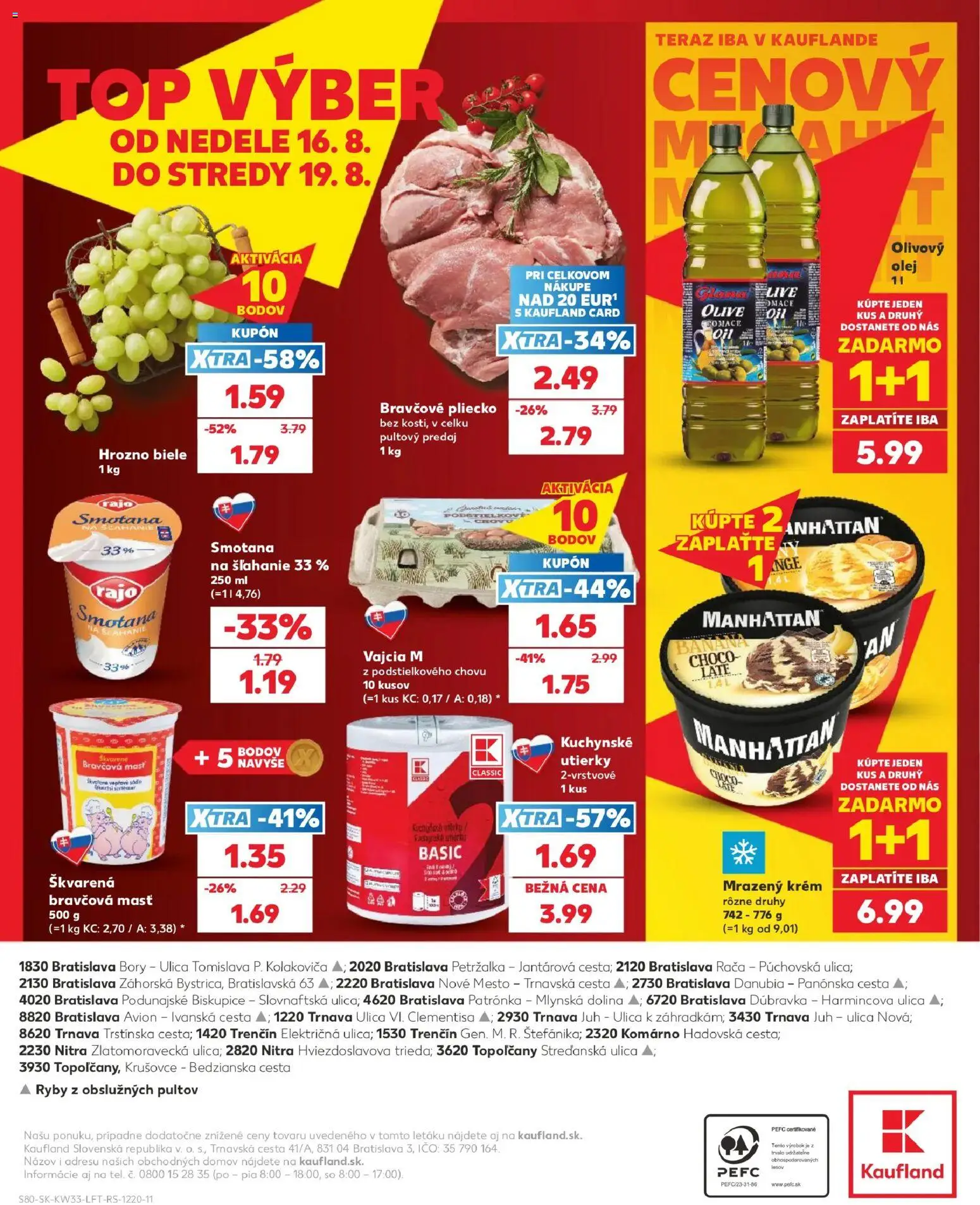 Nové Kaufland akcie – leták je platný od 13.08.2026 | Strana: 80 | Produkty: Vajcia M, Smotana, Krém, Utierky