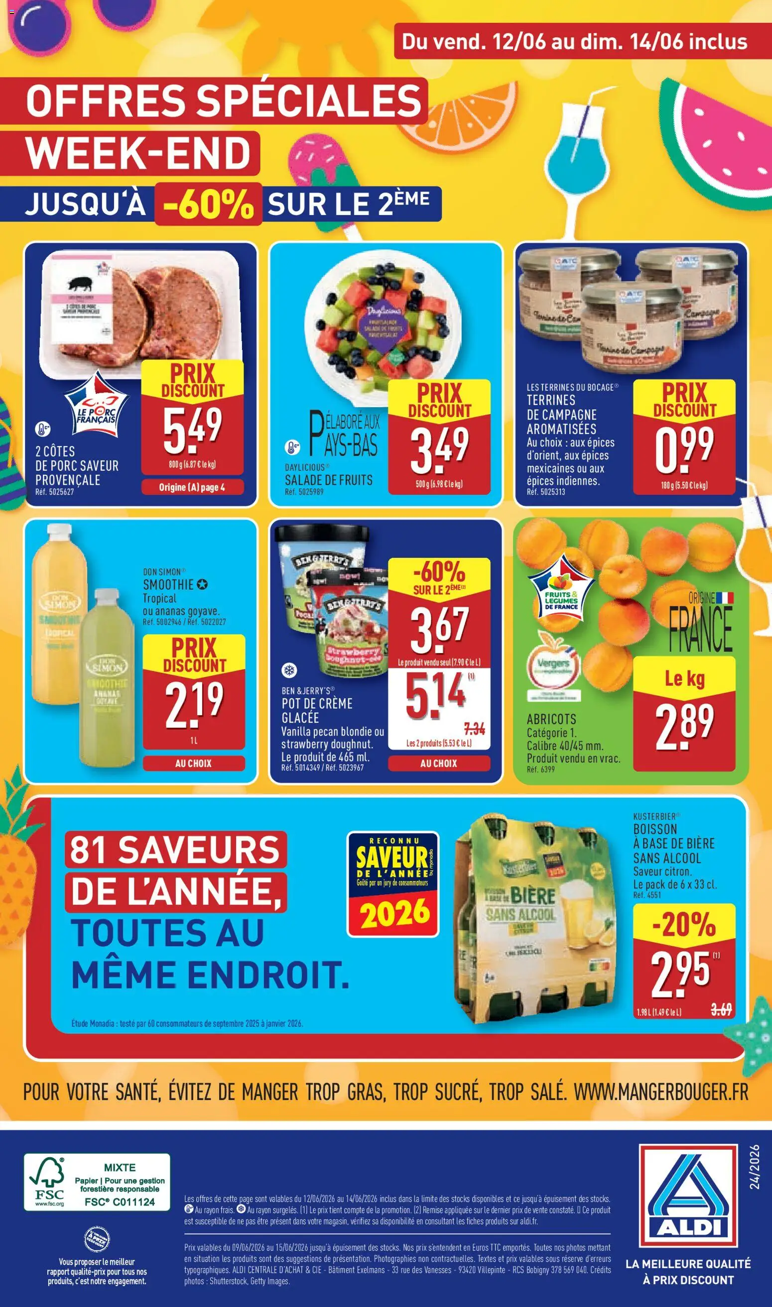 {H1} | Page: 48 | Produits: Salade, Abricots, Bière, Porc