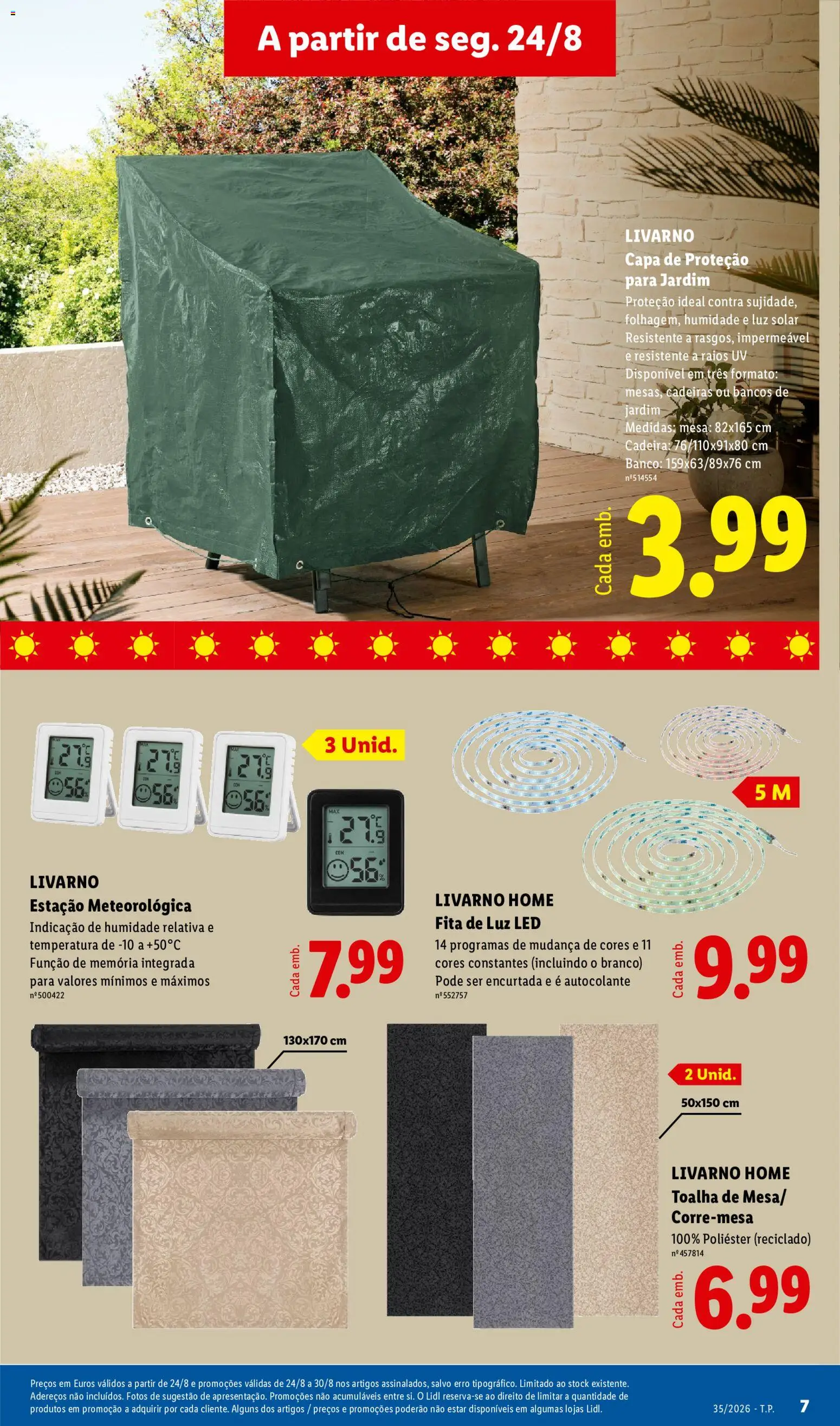 Lidl Novidades │ válido de 24/08/2026 | Página: 7 | Produtos: Luz LED, Banco, Mesa, Cadeira