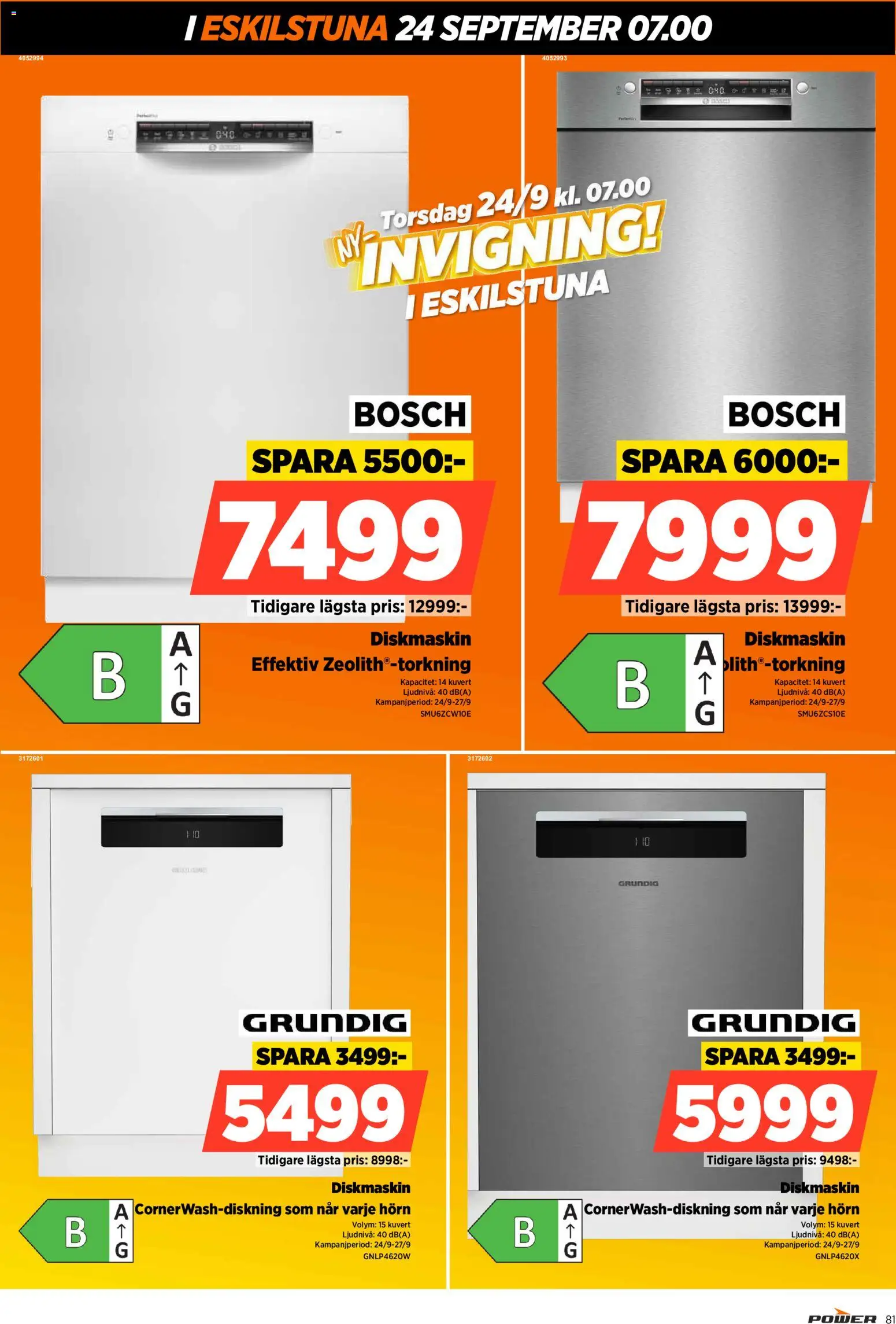 Power reklamblad aktuell från 24/09/2026 | Sida: 81 | Produkter: Diskmaskin, Kuvert