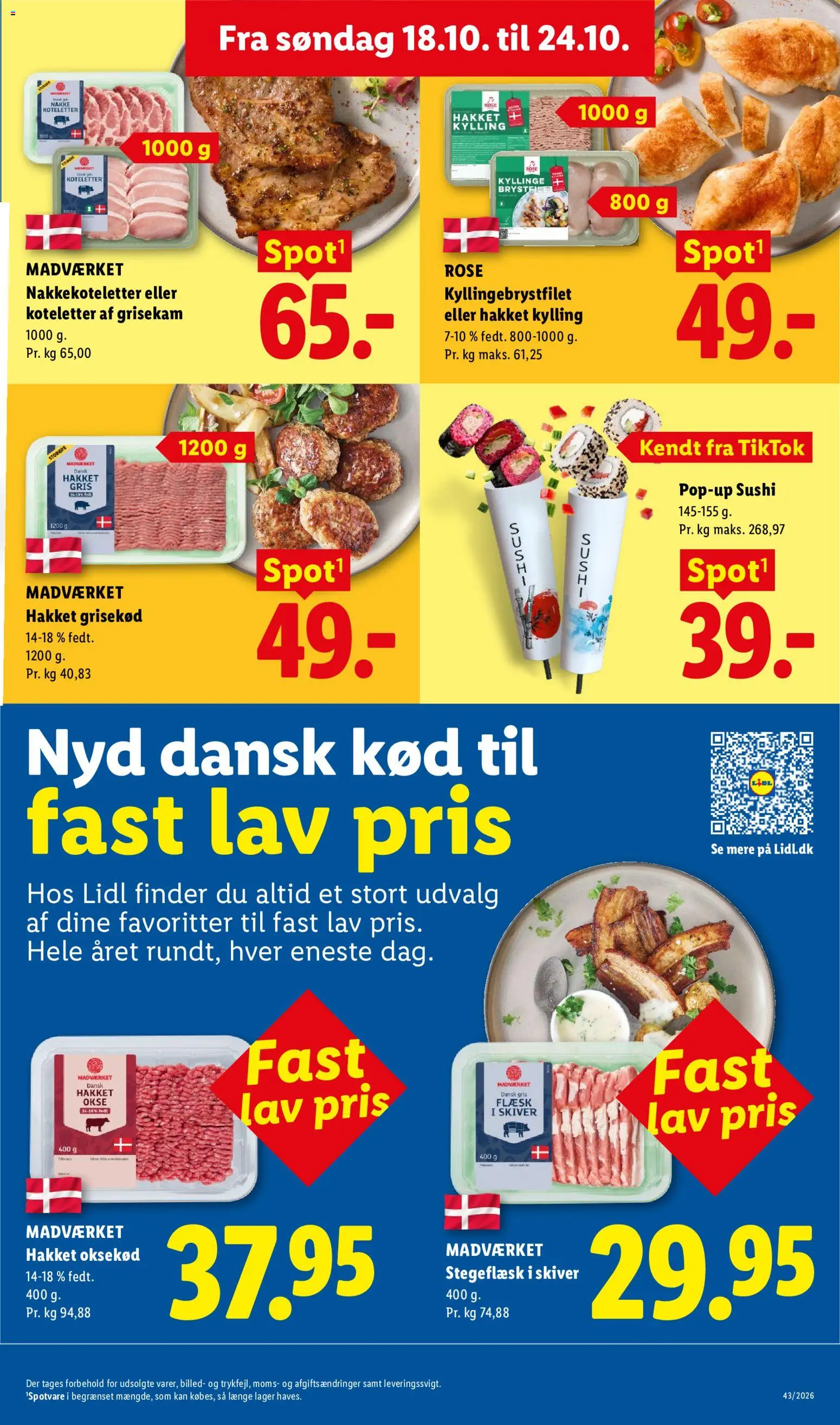 Lidl tilbudsavis – gyldig fra 18/10/2026 | Side: 4 | Produkter: Koteletter, Oksekød, Sushi, Søm