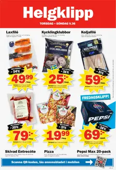 Pekås erbjudanden - Förhandsvisning av reklamblad från butik Pekås aktuell från 31/08/2026 | Sida: 8 | Produkter: Pepsi Max, Entrecote, Pepsi, Pizza