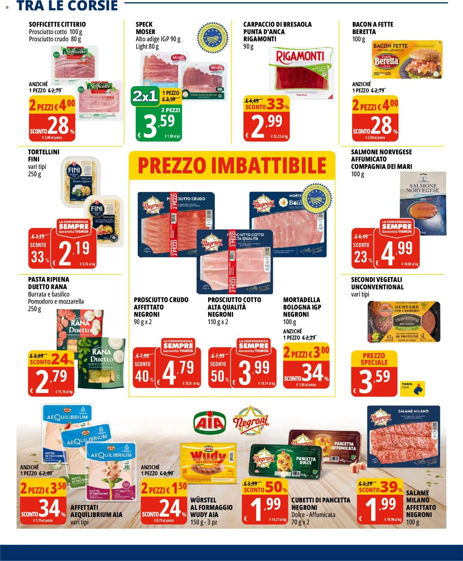 Volantino Tigros del 03.06.2026 | Pagina: 12 | Prodotti: Speck, Salame, Wurstel, Basilico