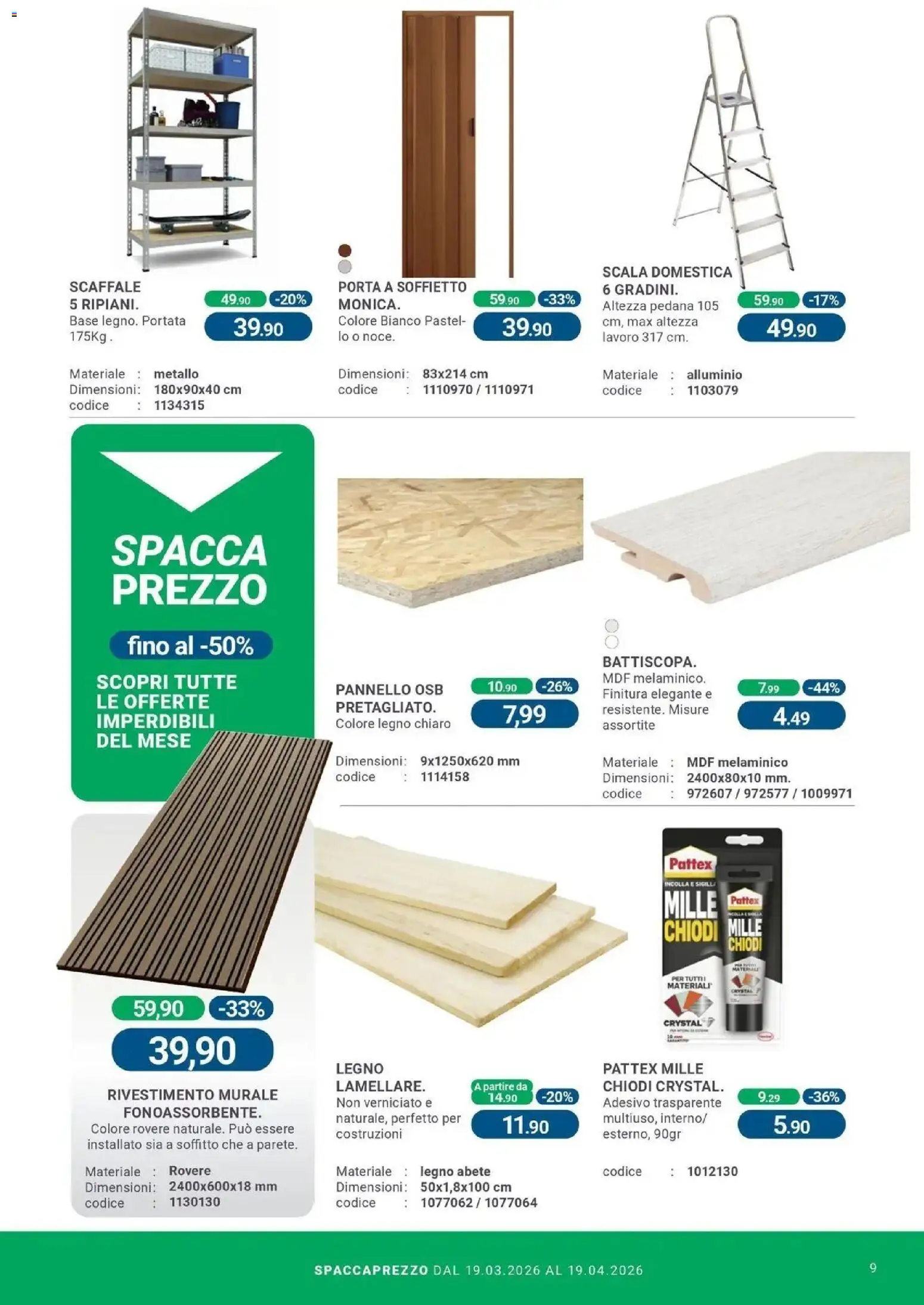 Volantino CFadda del 19.03.2026 | Pagina: 9 | Prodotti: Chiodi, Scaffale, Scala, Alluminio