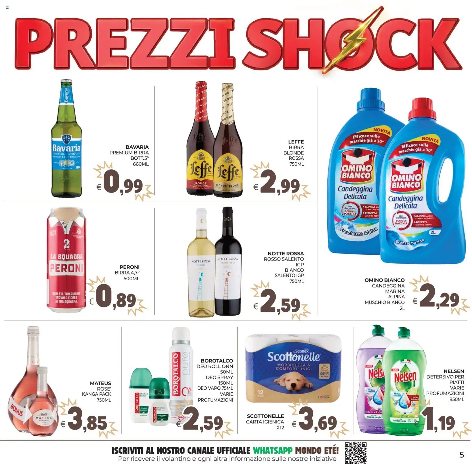Volantino Eté del 01/09/2026 | Pagina: 5 | Prodotti: Carta igienica, Birra, Candeggina, Acqua