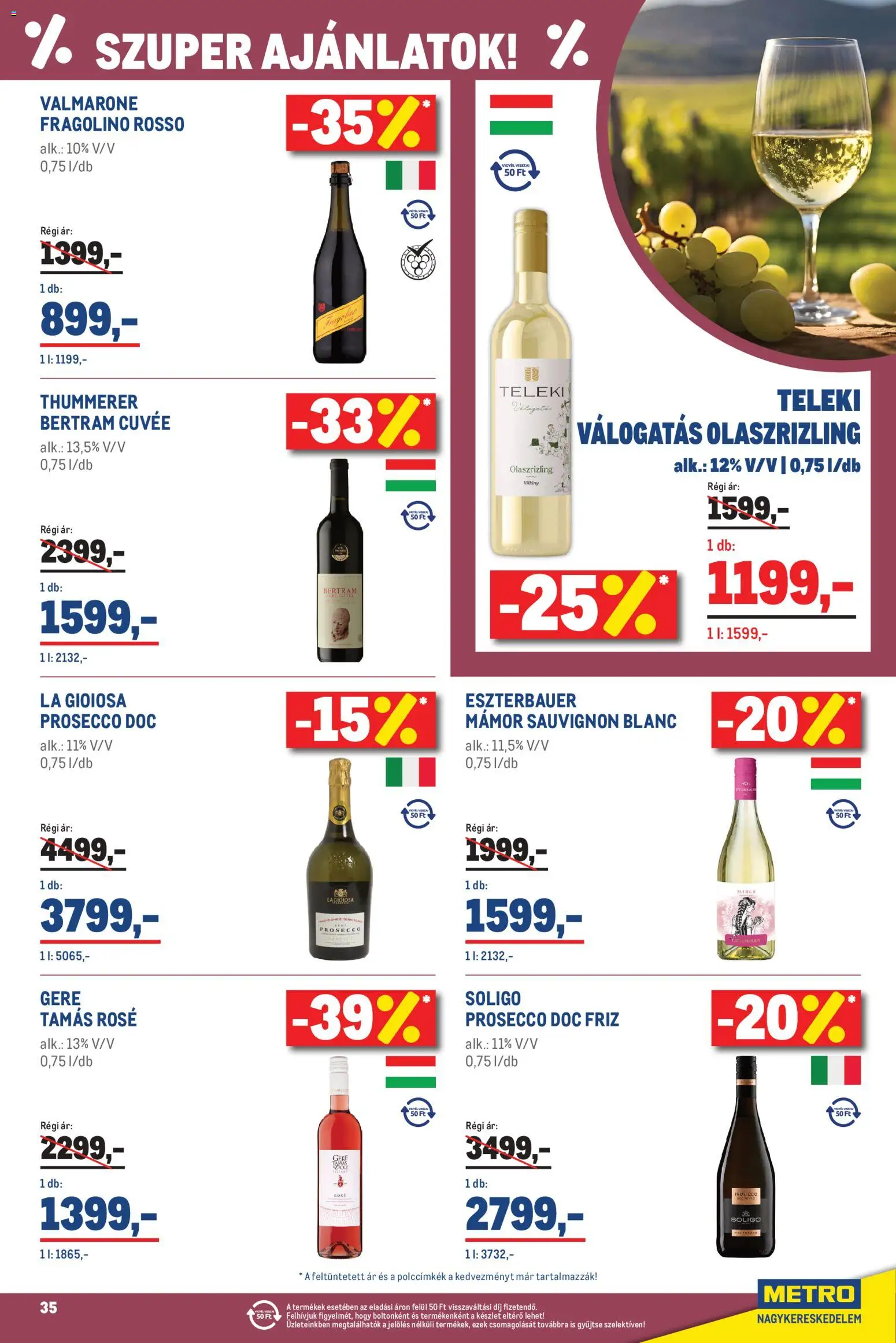 Metro akciós ujság - amely érvényes a következő dátumtól: 2026.10.01. | Oldal: 35 | Termékek: Prosecco, Cuvée, Rosé