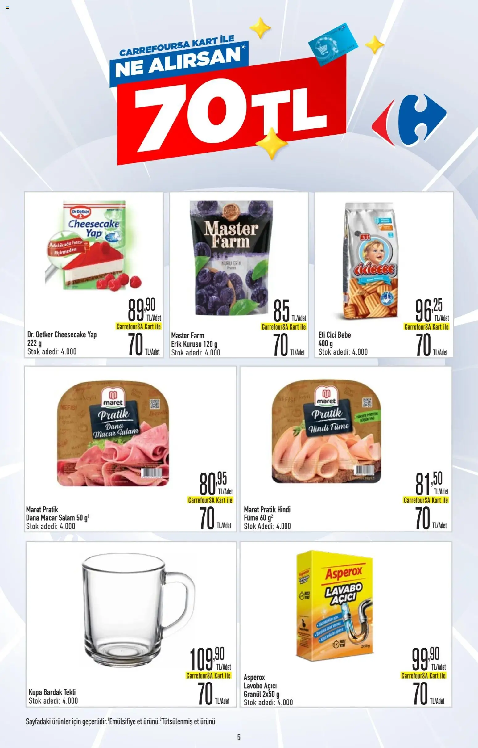 CarrefourSA Katalog - 01.06.2026 tarihinden itibaren geçerlidir | Sayfa: 5 | Ürünler: Erik, Lavabo, Salam, Hindi füme