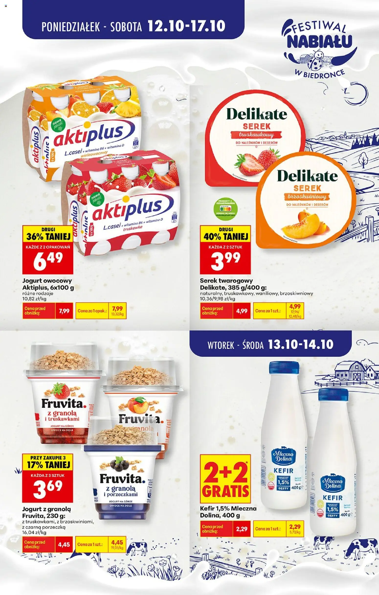 Biedronka gazetka - Festiwal nabiału od 13.10.2026 | Strona: 3 | Produkty: Kefir, Granola, Jogurt owocowy, Fruvita