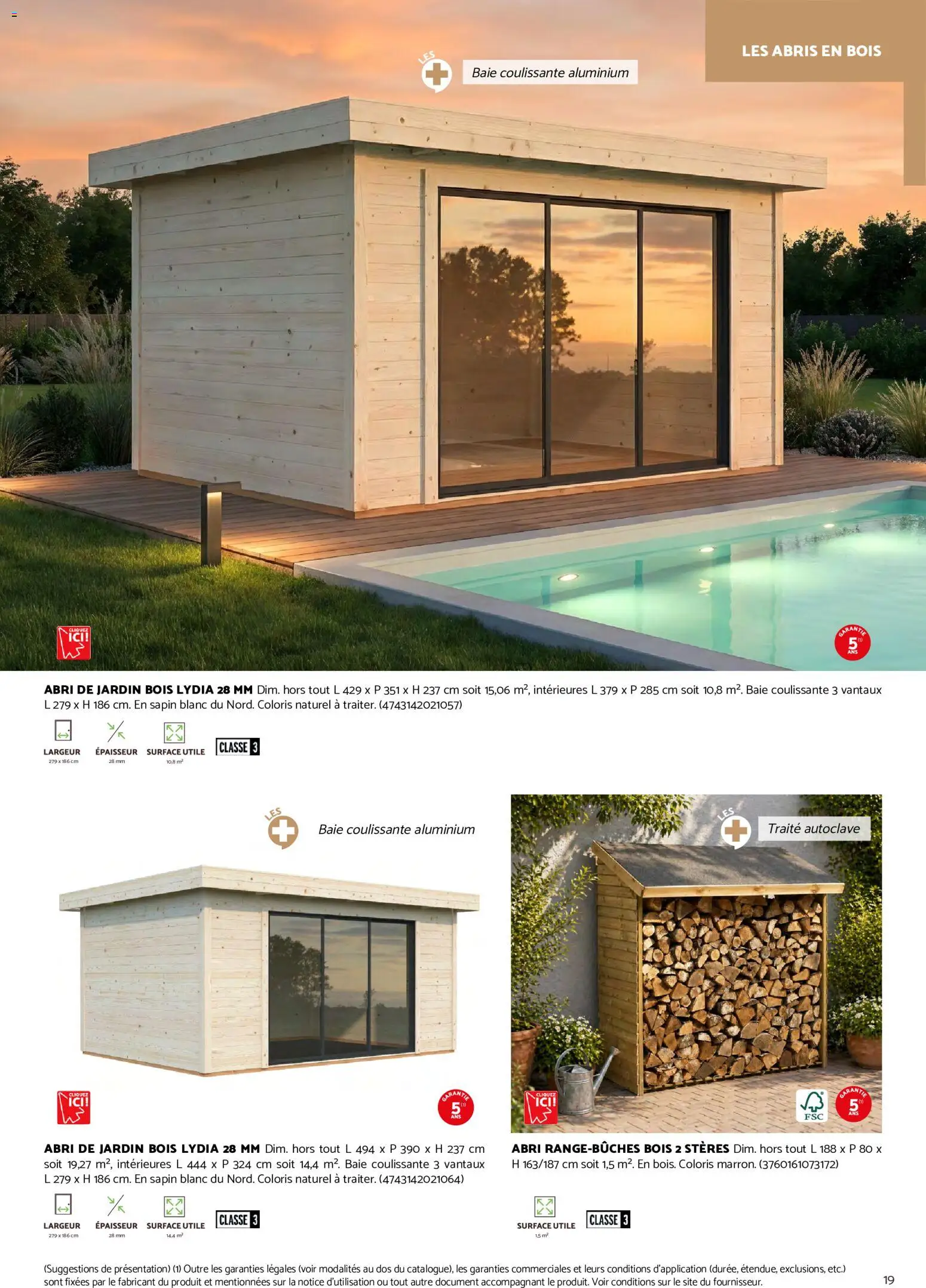 {H1} | Page: 19 | Produits: Baie coulissante, Abri de jardin bois, Abri de jardin