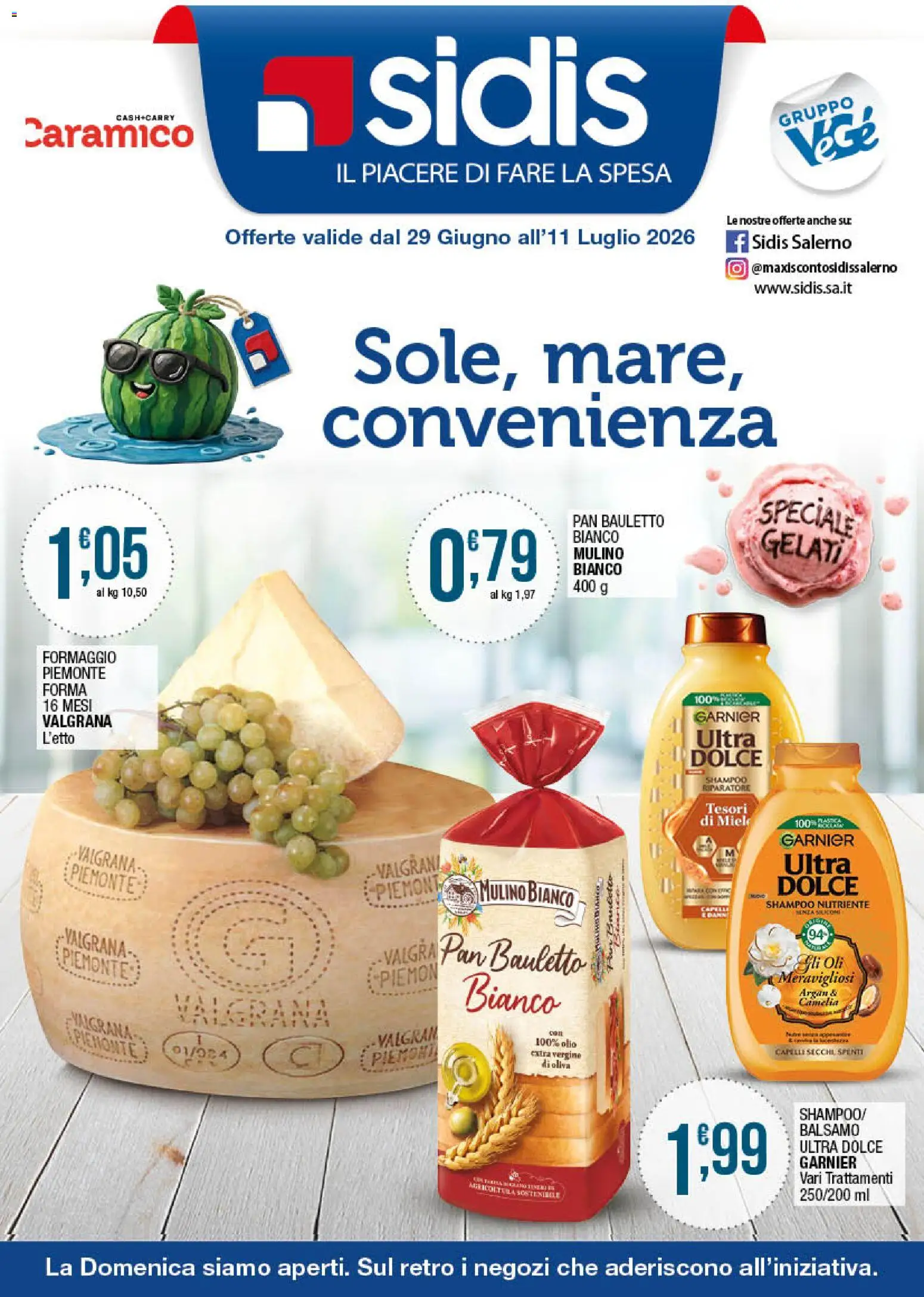 Volantino Sidis del 29/06/2026 | Pagina: 1 | Prodotti: Shampoo, Balsamo, Formaggio, Olio