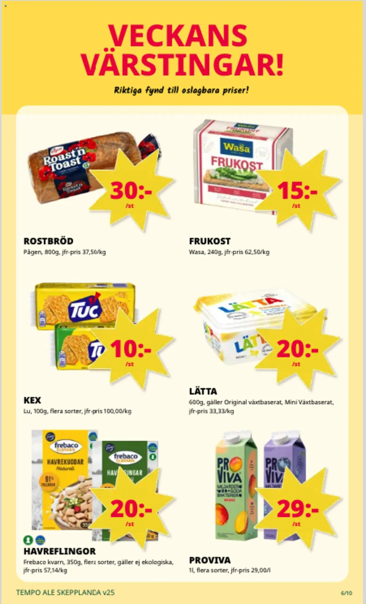 Tempo reklamblad aktuell från 15.06.2026 | Sida: 6 | Produkter: Rostbröd, Galler