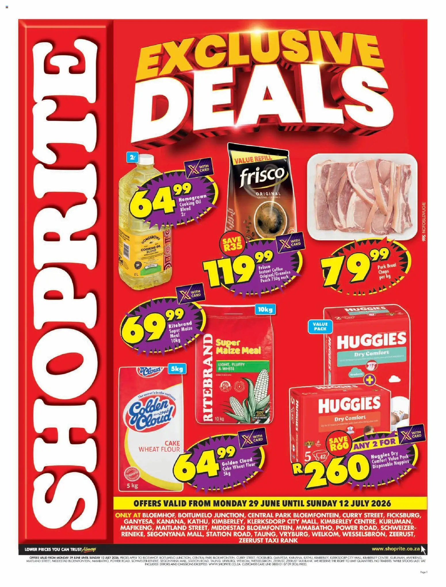 New Shoprite catalogue – valid from 29/06/2026 | Page: 1 | Products: Cake, Flour, Coffee, Estuche organizador de viaje