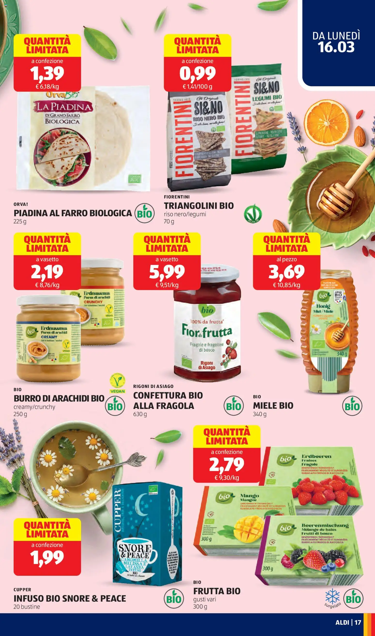 Volantino Aldi del 16.03.2026 | Pagina: 17 | Prodotti: Riso, Mango, Arachidi, Farro