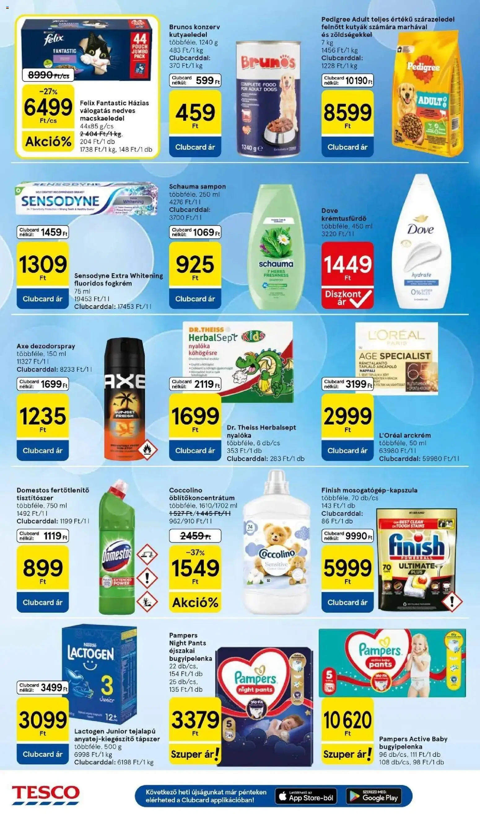 Tesco akciós ujság - amely érvényes a következő dátumtól: 2026.09.10. | Oldal: 12 | Termékek: Coccolino, Macskaeledel, Kutyaeledel, Finish