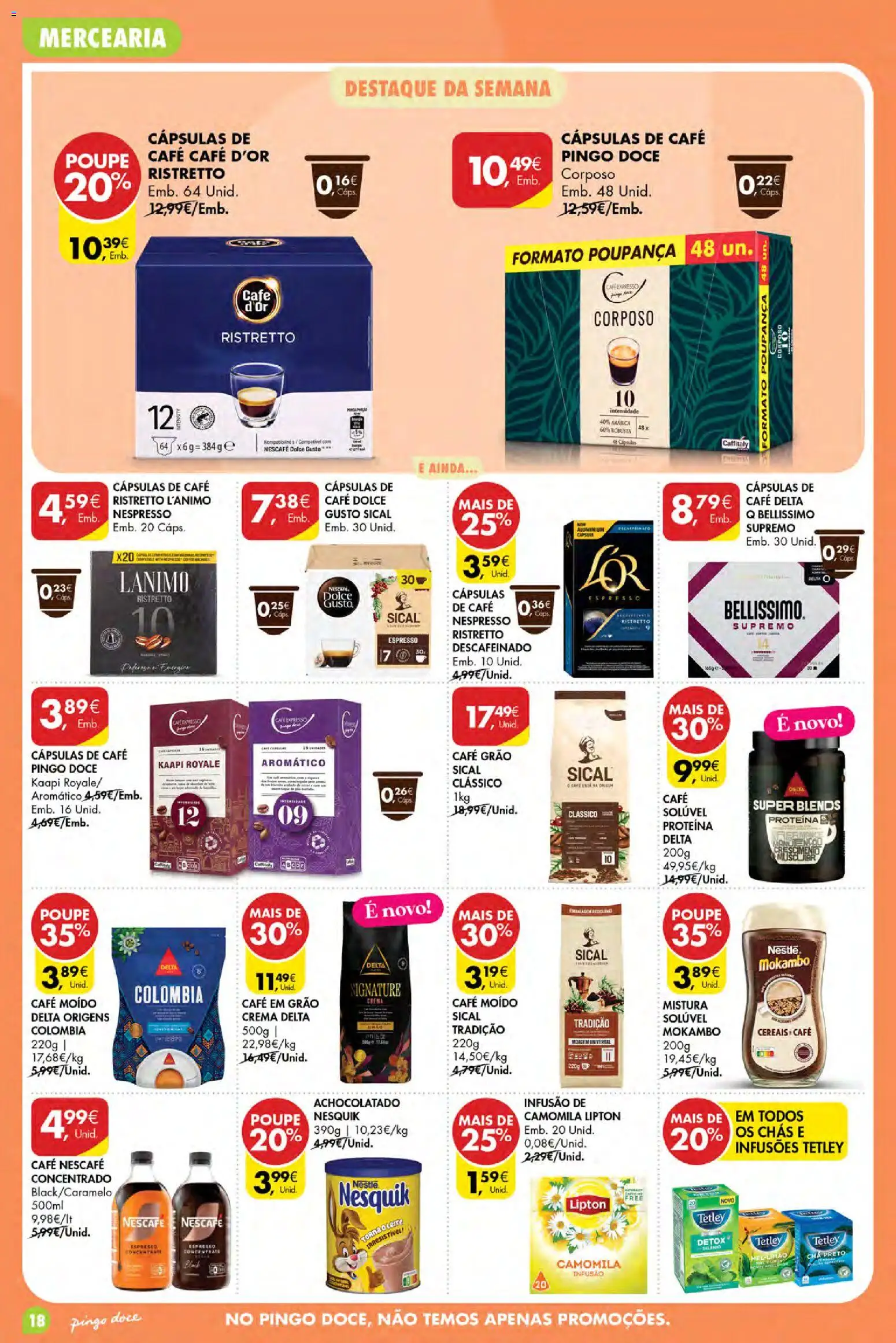Pingo Doce Poupe Esta Semana Açores │ válido de 30/07/2026 | Página: 18 | Produtos: Nespresso, Nestlé, Chá, Proteina