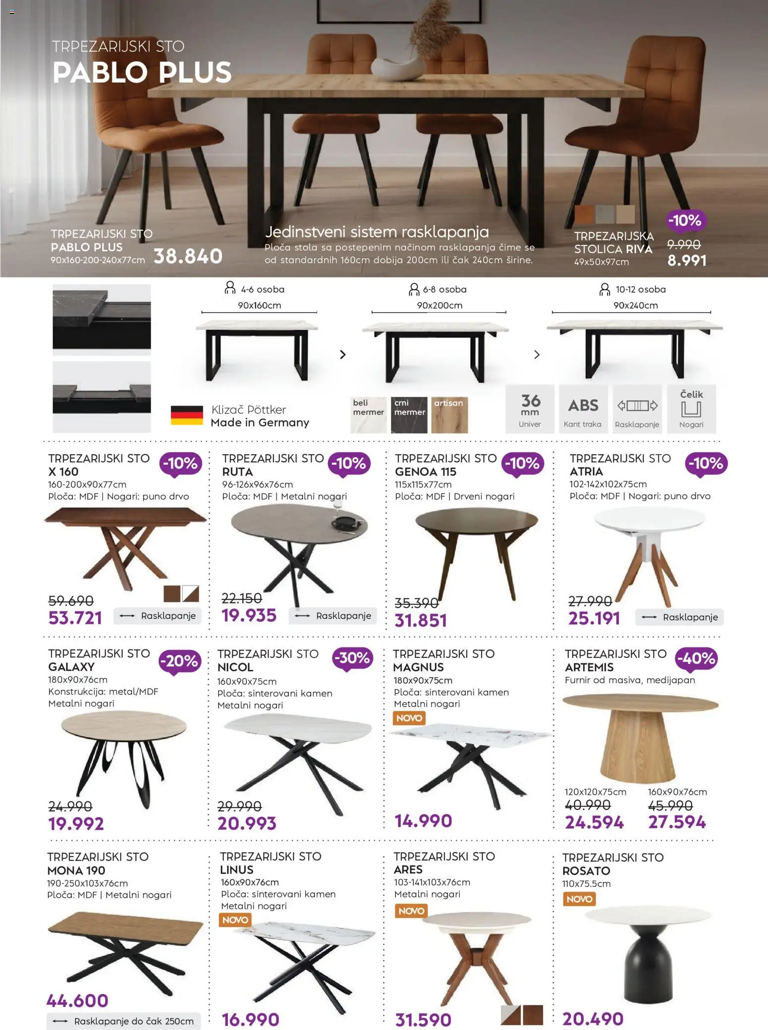 Matis katalog - važi od 01.06.2026 | Strana: 18 | Proizvode: Sto, Stolica, Trpezarijski sto