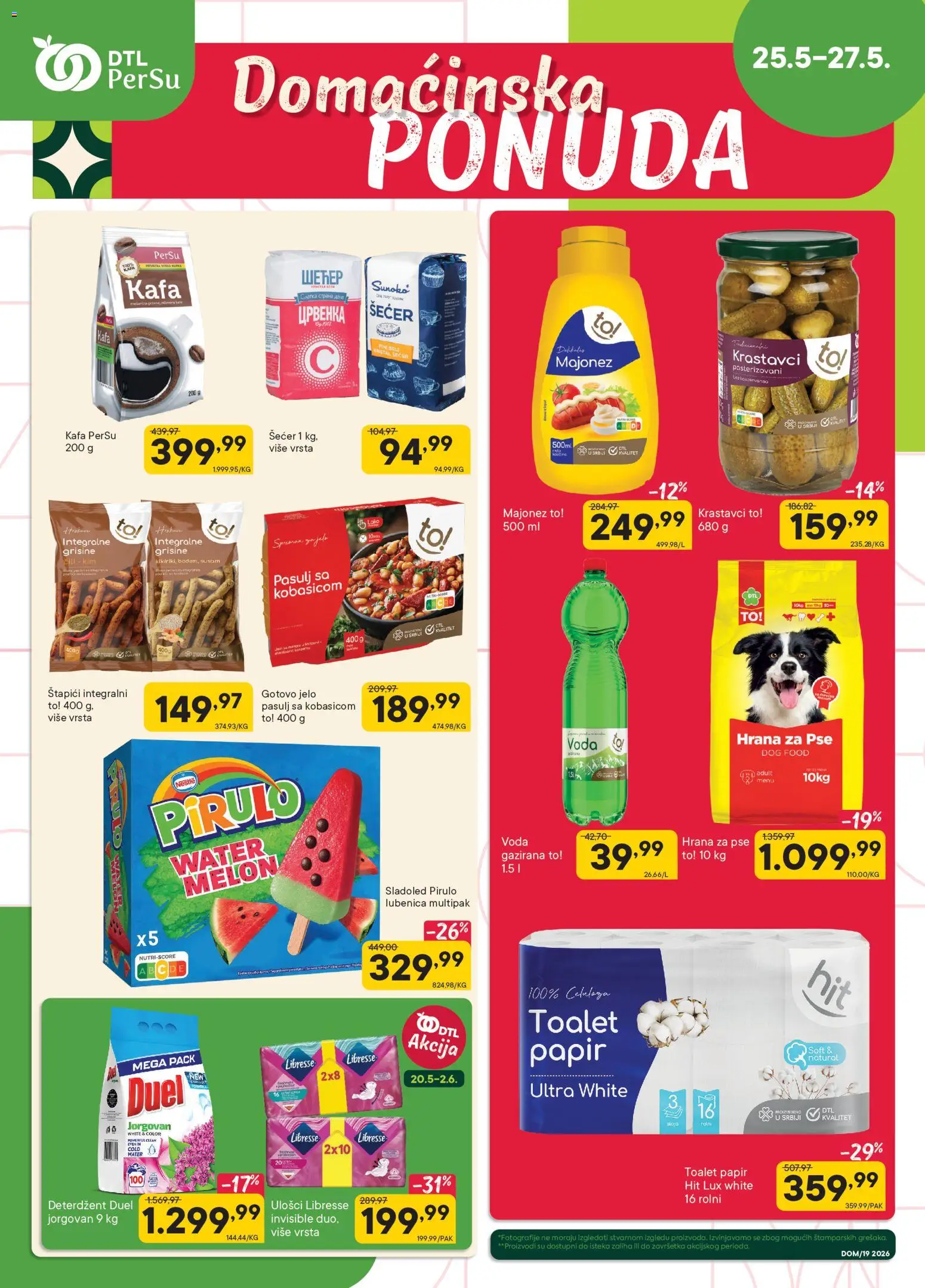PerSu katalog - važi od 25.05.2026 | Strana: 1 | Proizvode: Deterdžent, Majonez, Toalet papir, Krastavci