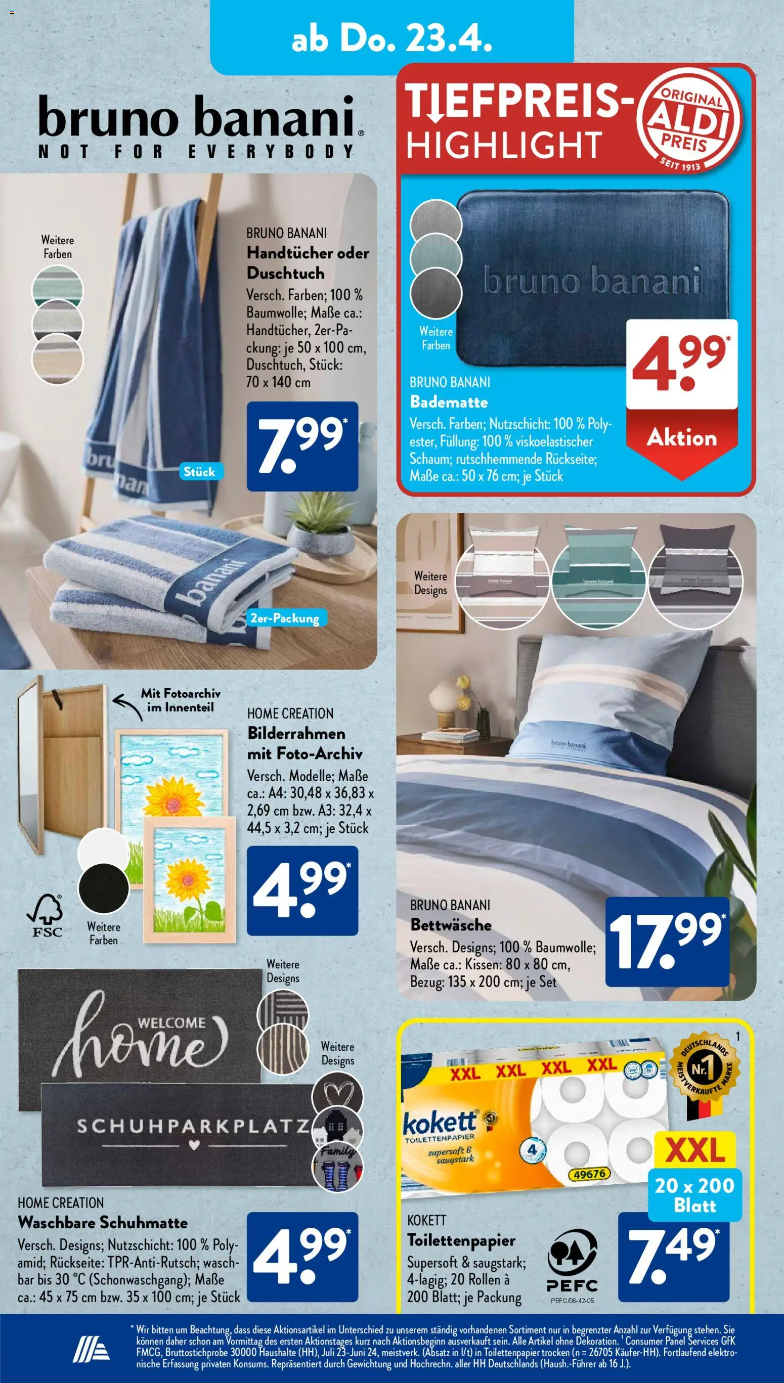 Aldi Süd Prospekt 	 – gültig ab 20.04.2026 | Seite: 12 | Produkte: Bettwäsche, Bilderrahmen, Home creation, Toilettenpapier