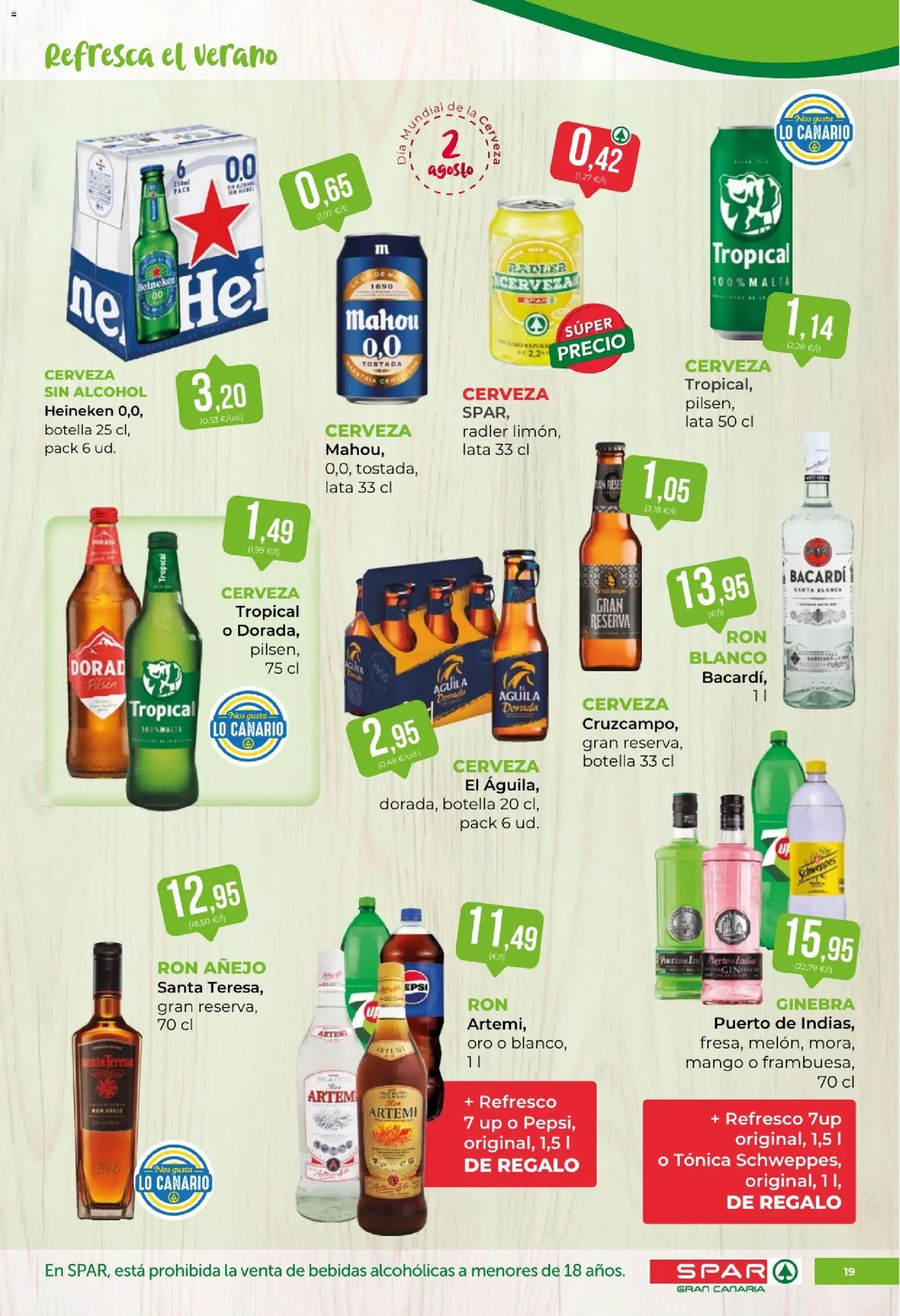 Spar folleto │ válido desde el 24/07/2026 | Página: 19 | Productos: Ron, Pan, Cerveza, Σπανάκι