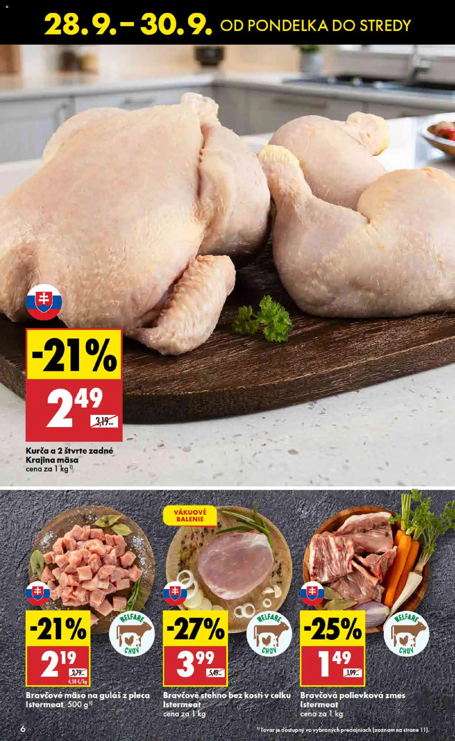 Nové Biedronka akcie – leták je platný od 28.09.2026 | Strana: 6 | Produkty: Bravčové stehno, Mäso, Bravčové mäso, Kurča