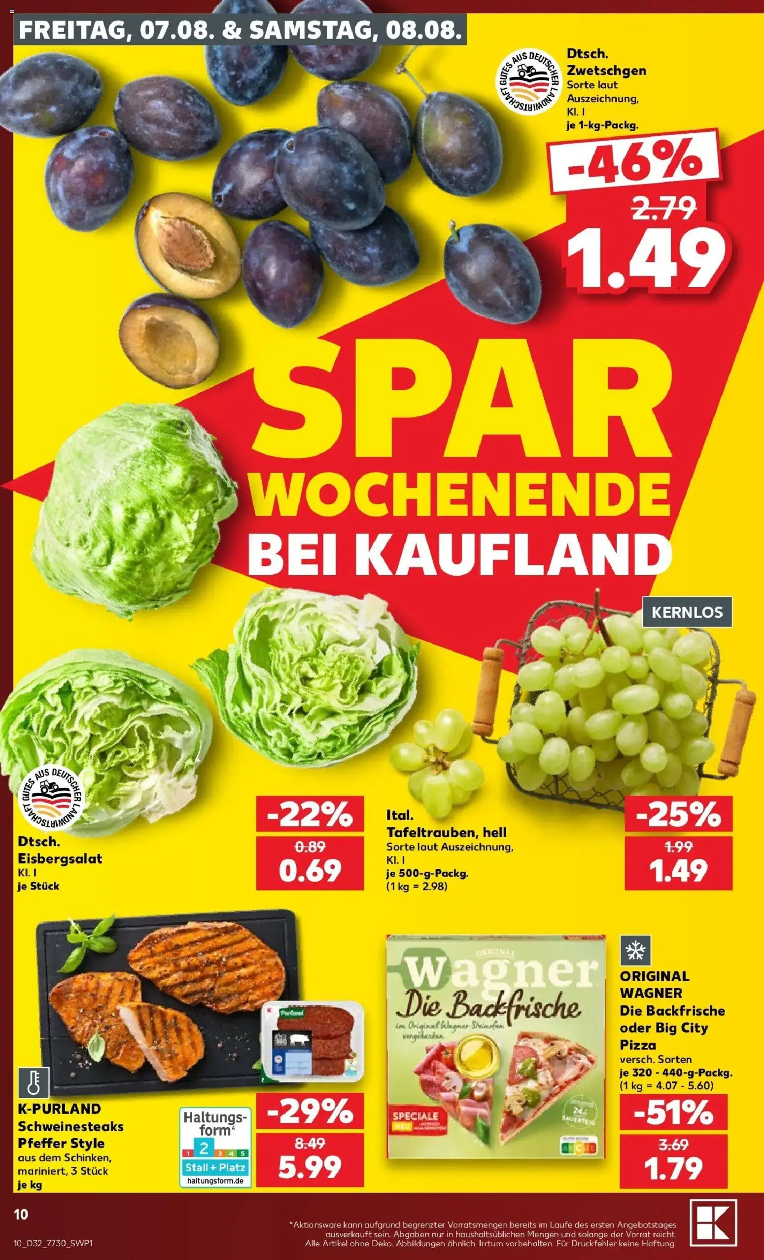 Prospekt Kaufland ab 06.08.2026 » Angebote Online zum Blättern | Seite: 10 | Produkte: Zwetschgen, Eisbergsalat, Pfeffer, Pizza