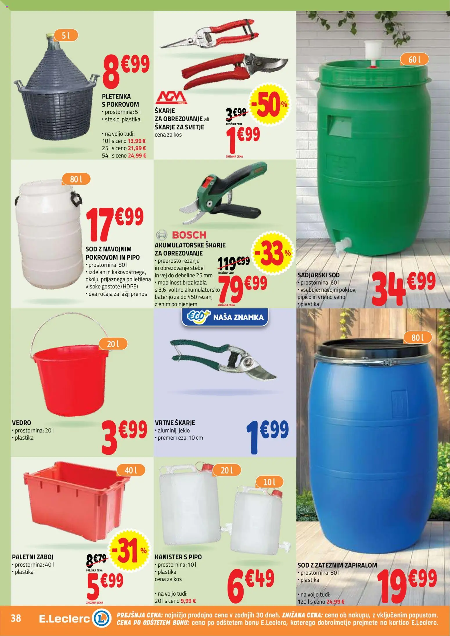 Novi E.leclerc katalog ponudbe – veljaven od 05.08.2026 | Stran: 38 | Izdelki: Kos, Zaboj, Vedro