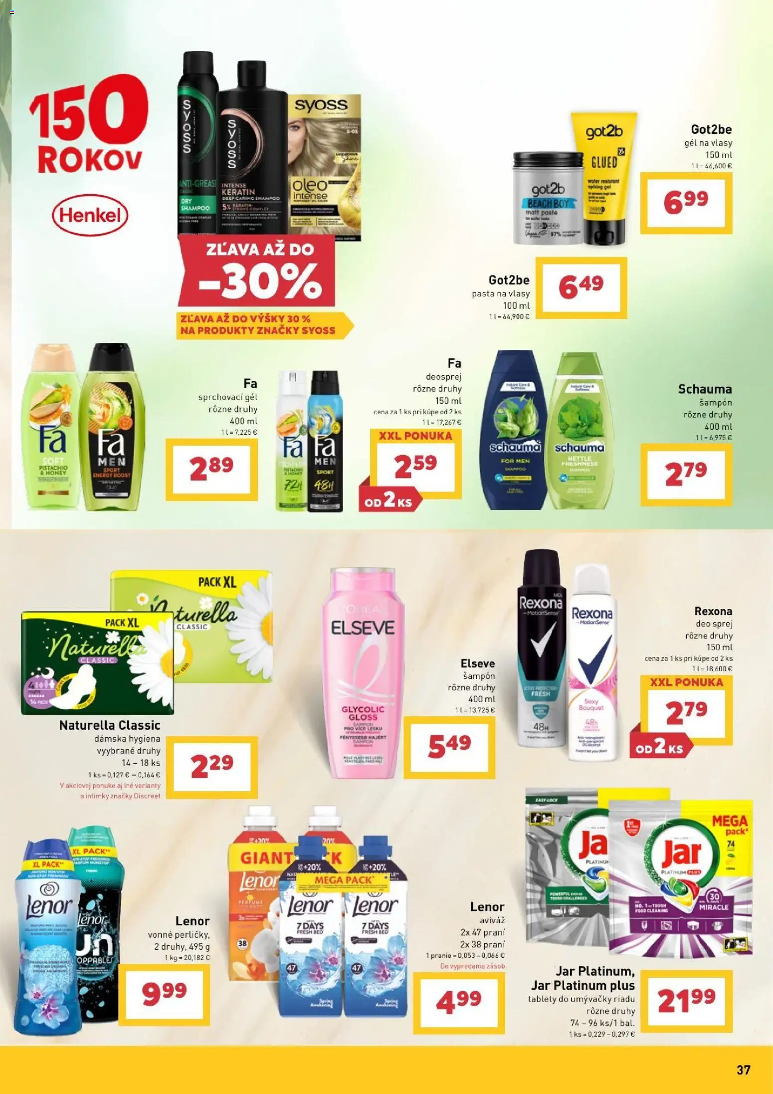 Nové Billa akcie – leták je platný od 30.09.2026 | Strana: 37 | Produkty: Tablety do umývačky, Aviváž, Jar, Lenor