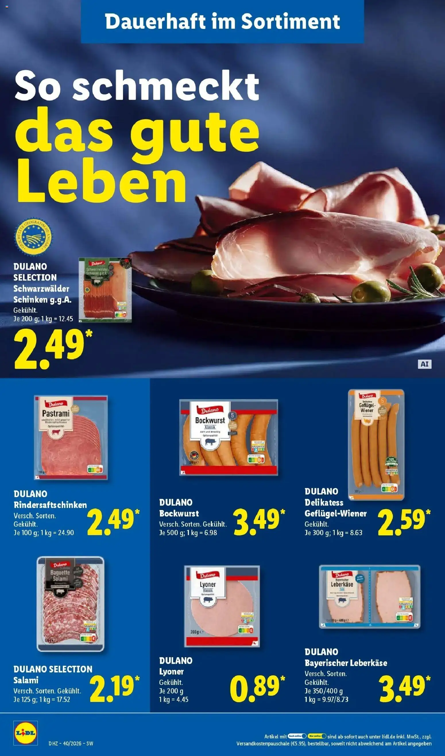 Lidl Prospekt Freudenstadt (ab 28.09.2026) zum Blättern » Angebote | Seite: 18 | Produkte: Bockwurst, Salami, Schinken, Leberkase