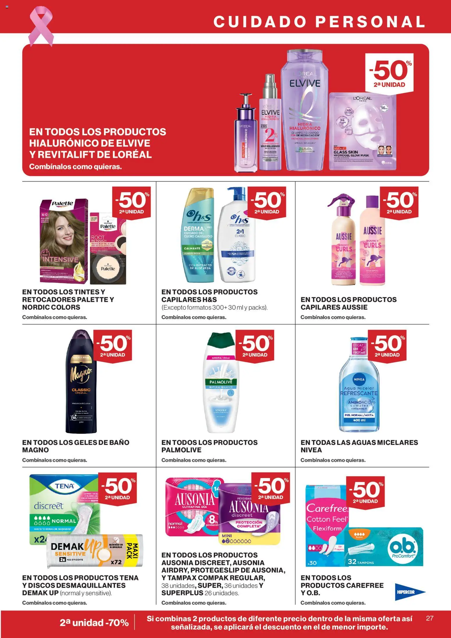 Hipercor catálogo │ válido desde el 15/10/2026 | Página: 27 | Productos: Agua micelar, Sérum, Discos desmaquillantes, Algodón