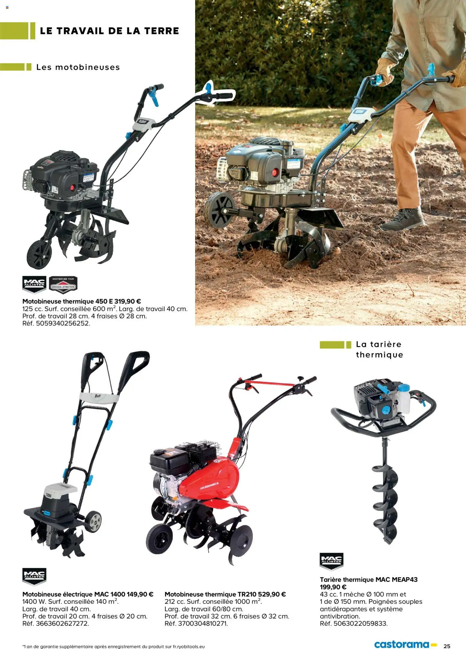 {H1} | Page: 25 | Produits: Poignées, Motobineuse électrique, Tarière thermique, Fraises