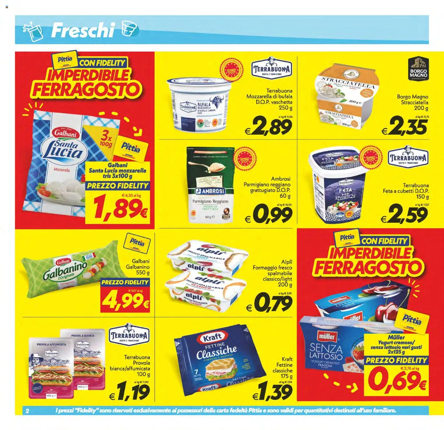 Volantino SuperConveniente del 11/08/2026 | Pagina: 2 | Prodotti: Mozzarella, Latte, Parmigiano, Yogurt cremoso