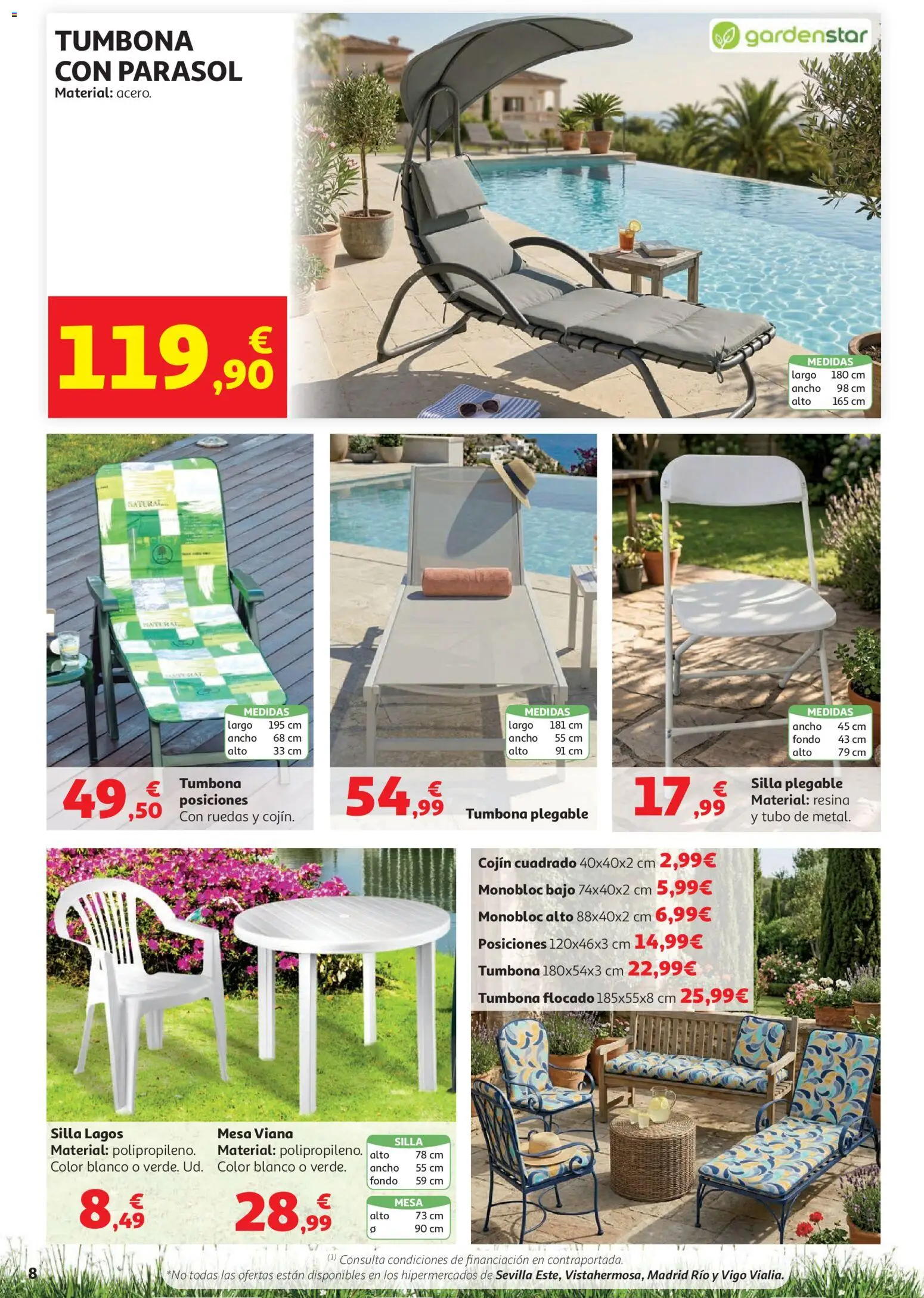 Alcampo Aire Libre HG Cat │ válido desde el 05.05.2026 | Página: 8 | Productos: Tumbona, Cojín, Mesa, Silla