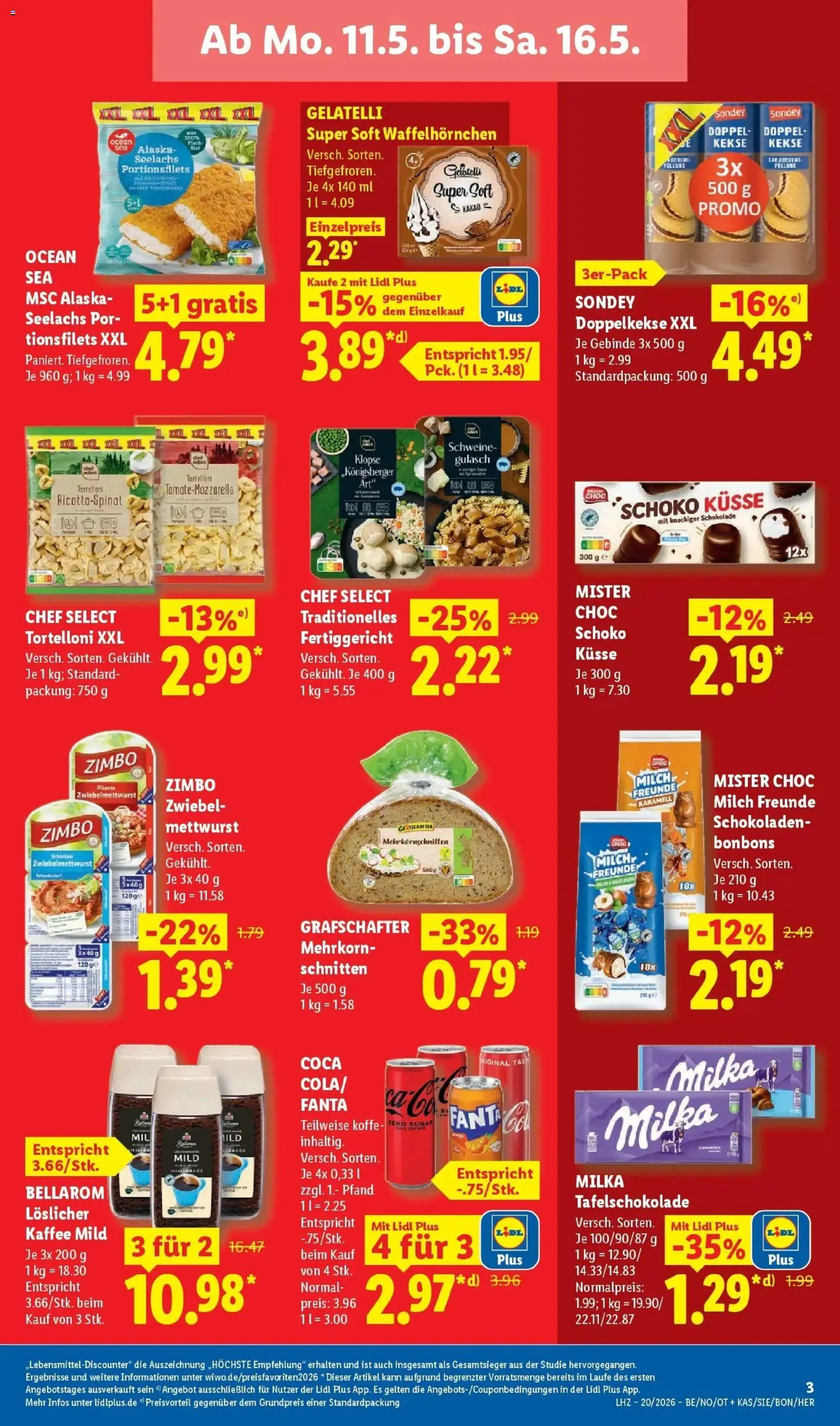 Lidl Německo leták od 11.05.2026 | Strana: 7 | Produkty: Milka, Mister Choc, Gelatelli, Cola