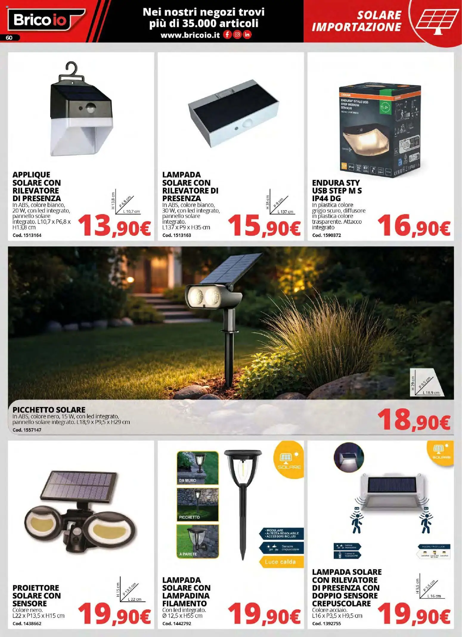 Volantino Brico io del 30.03.2026 | Pagina: 60 | Prodotti: Lampada solare, USB, Lampada, Tomino