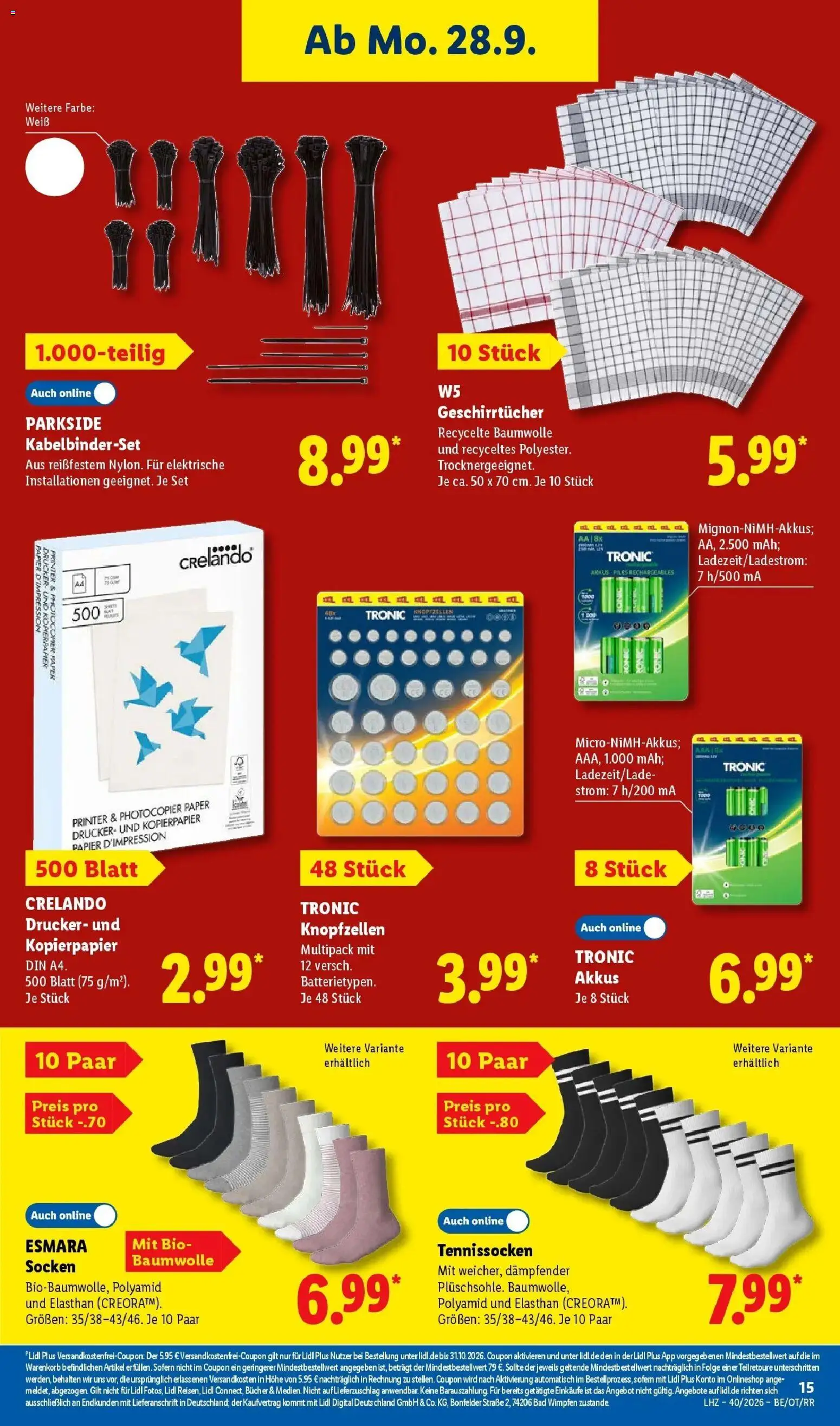 Lidl Prospekt Leegebruch (ab 28.09.2026) zum Blättern » Angebote | Seite: 31 | Produkte: Bad, Socken, Drucker