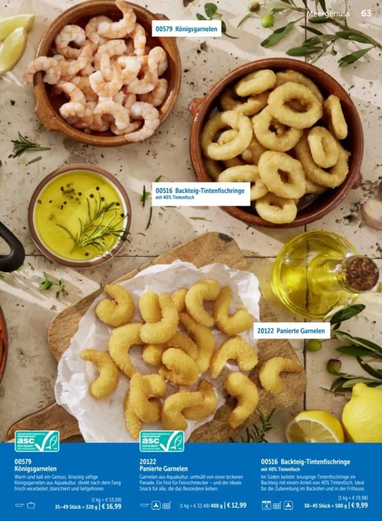 Bofrost Katalog – gültig ab 06.03.2026 | Seite: 63 | Produkte: Garnelen, Tintenfisch, Backofen