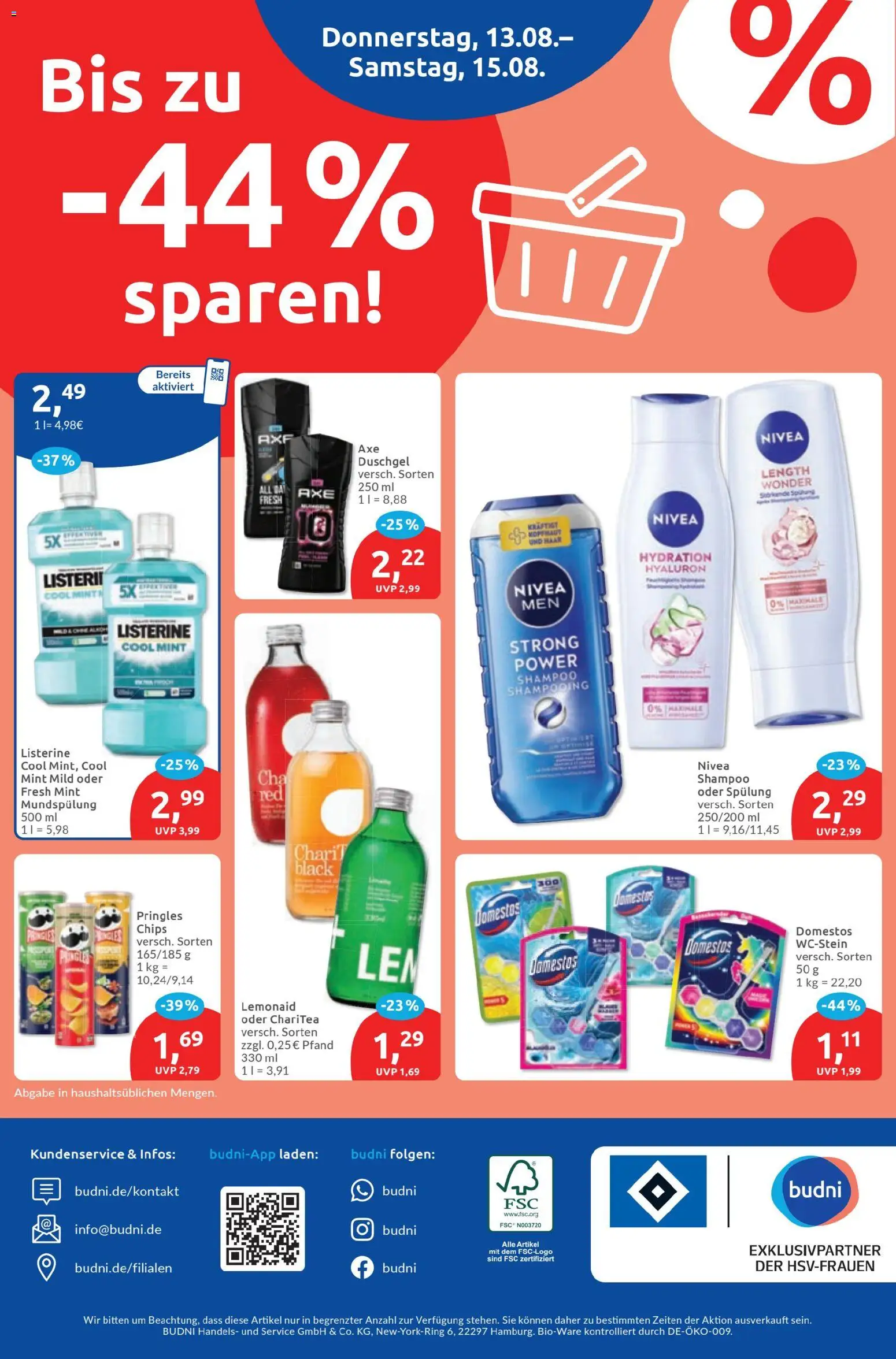 Budni Prospekt – gültig ab 10.08.2026 | Seite: 8 | Produkte: Shampoo, Spülung, Duschgel, Listerine