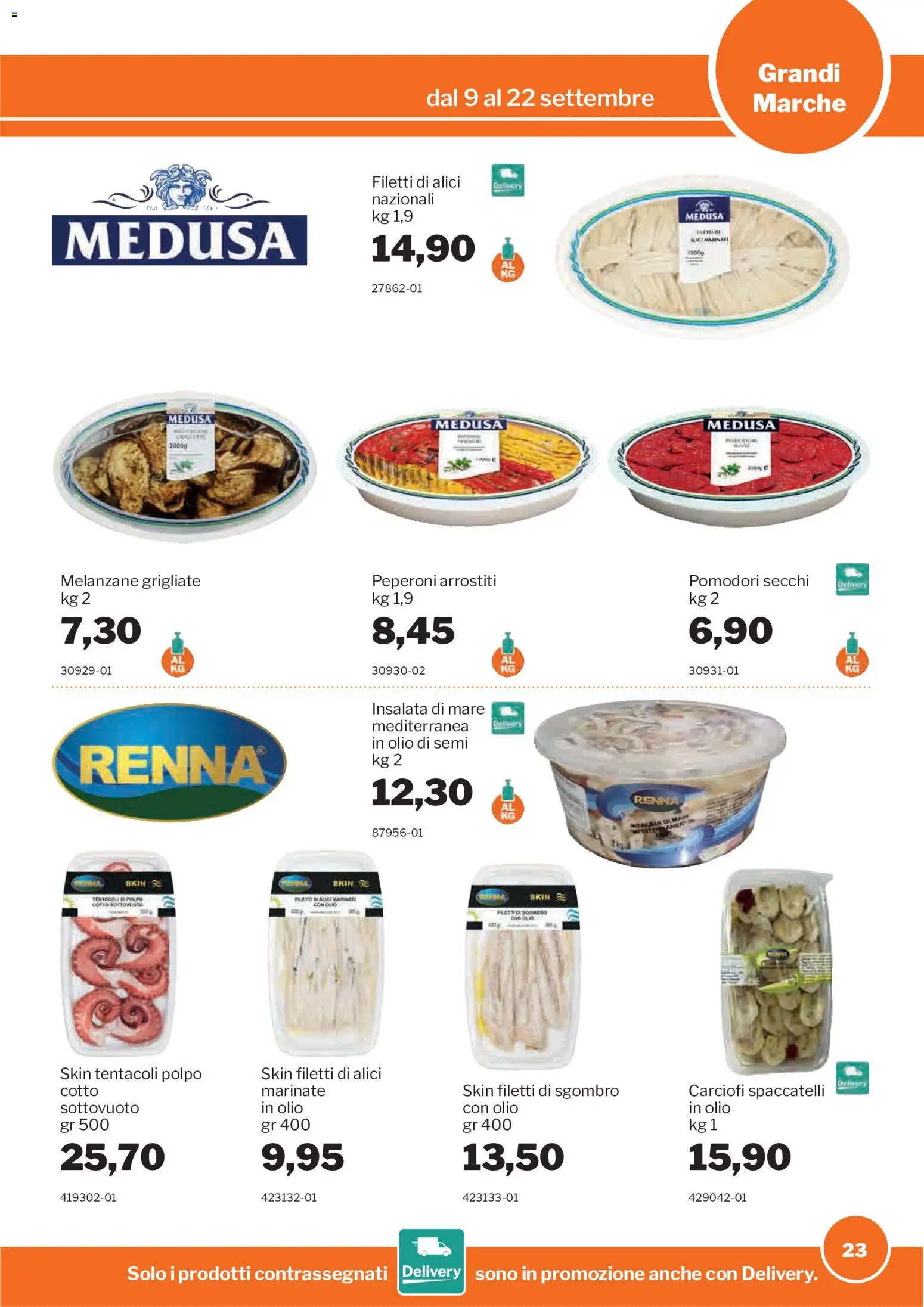 Volantino Sogegross del 09/09/2026 | Pagina: 23 | Prodotti: Olio di semi, Polpo, Pomodori, Sgombro